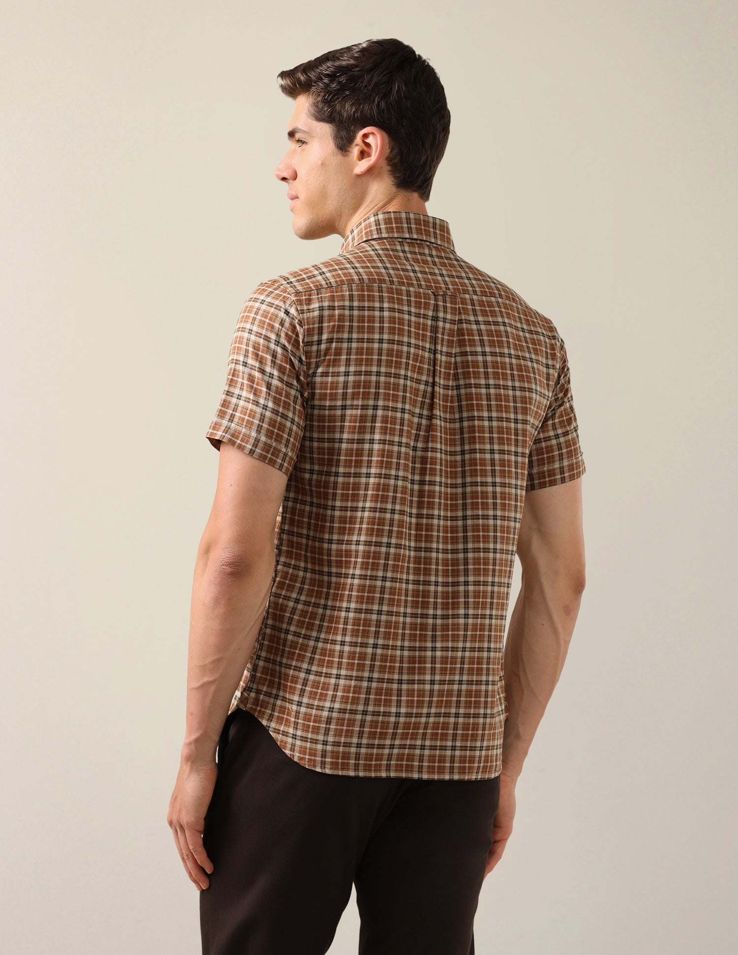 Plaid Checked Tailored Fit Shirt Brown - U.S. Polo Assn. India | Large