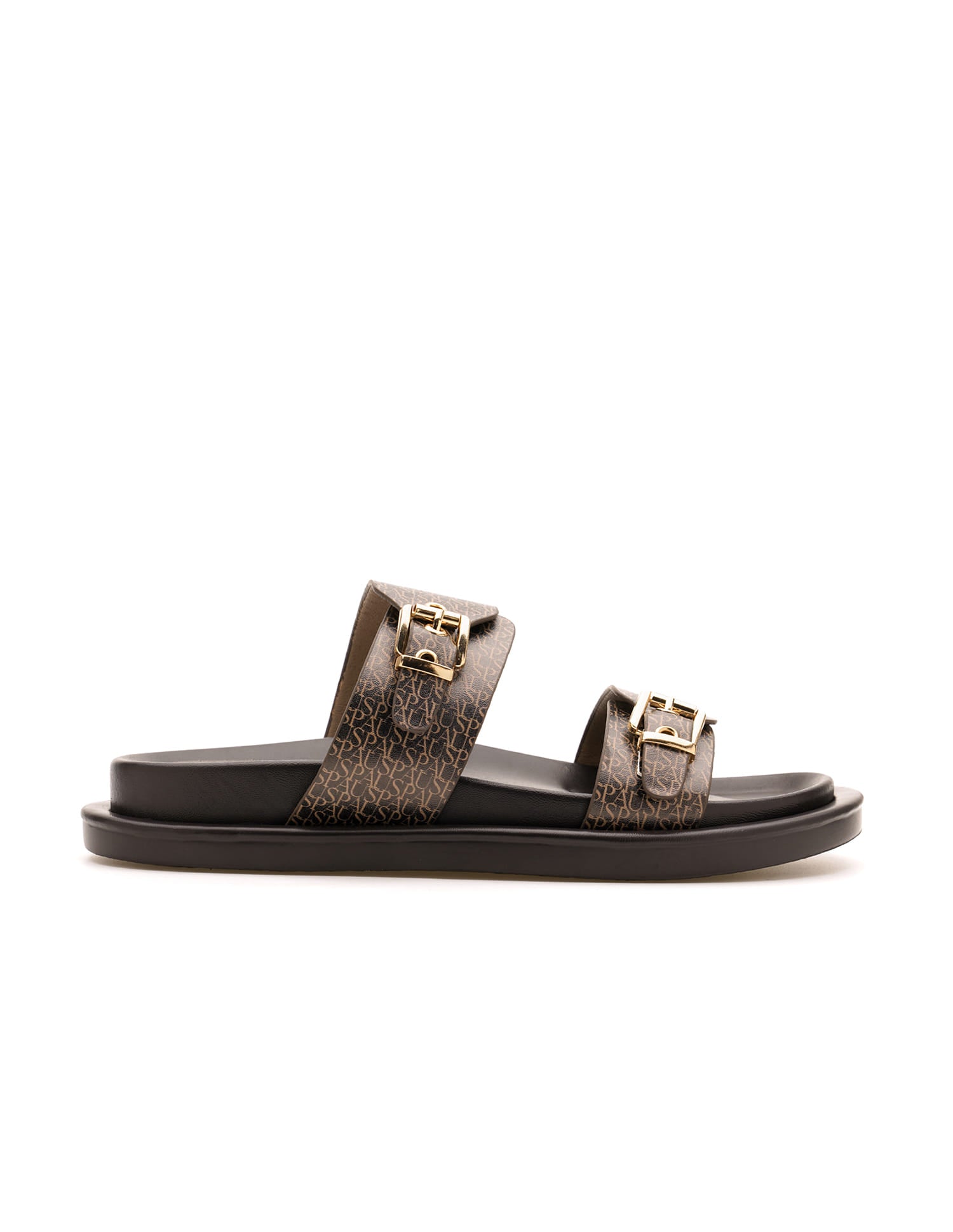 Open Toe Buckle Detail Maria Sandals Brown - U.S. Polo Assn. India | Large