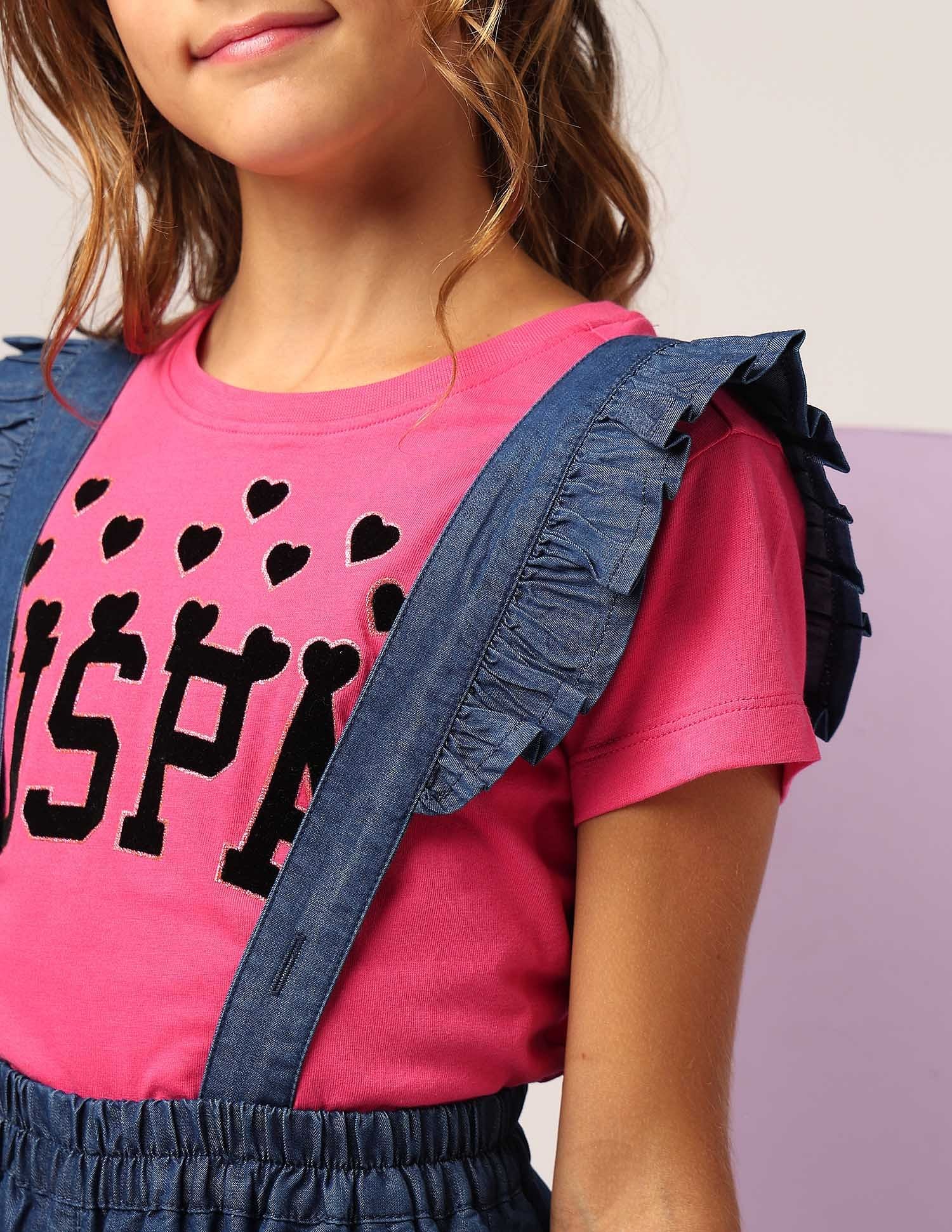 Girls Denim Dungaree Dress Indigo - U.S. POLO ASSN. | Large