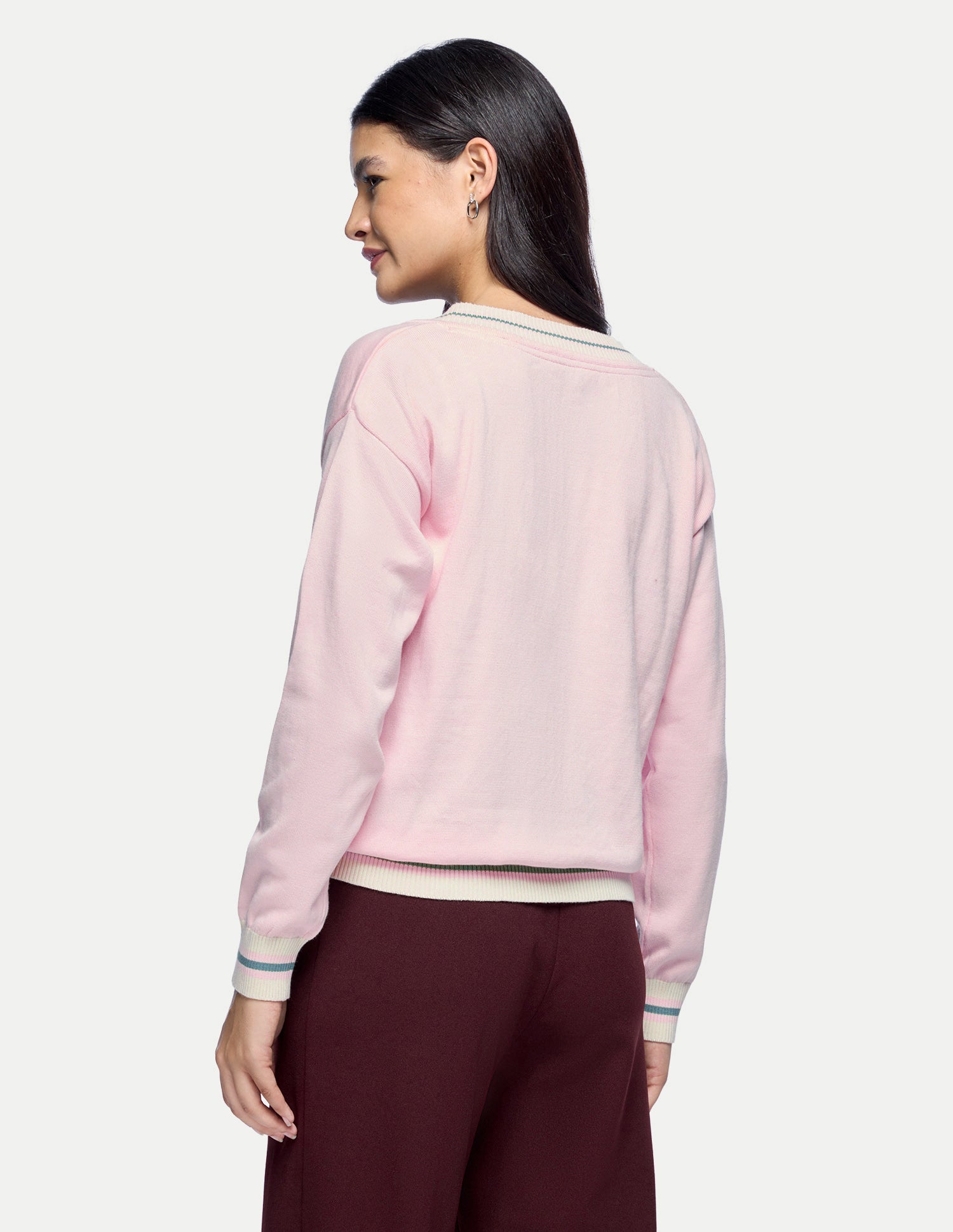 Solid Regular Fit Sweater Light Pink - U.S. Polo Assn. India | Large