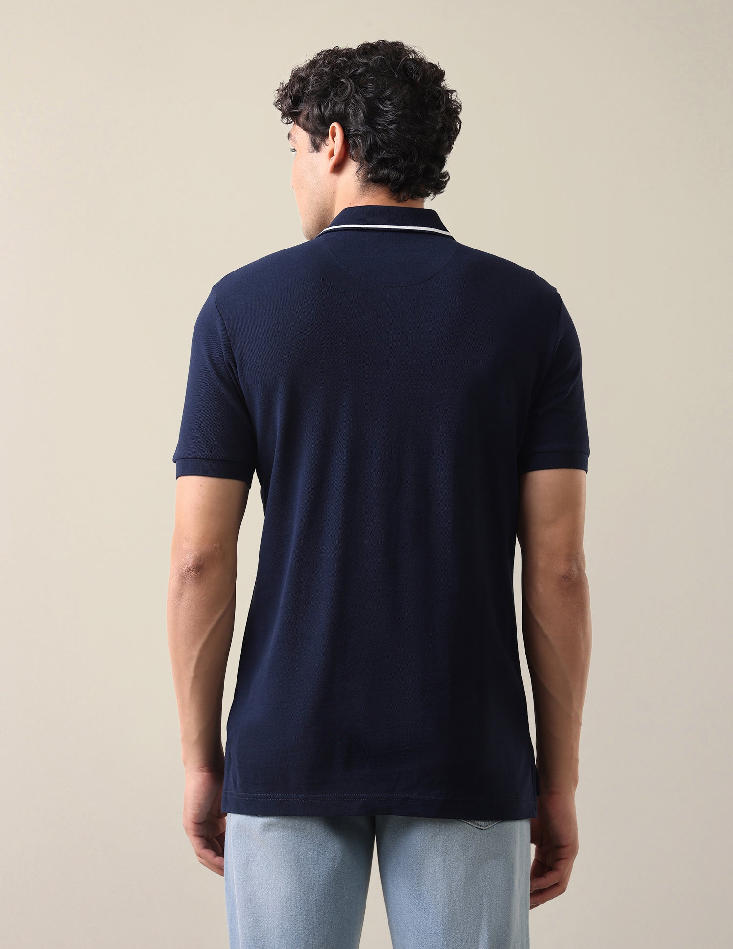 Solid Slim Fit Polo Shirt Dark Blue - U.S. Polo Assn. India | Large