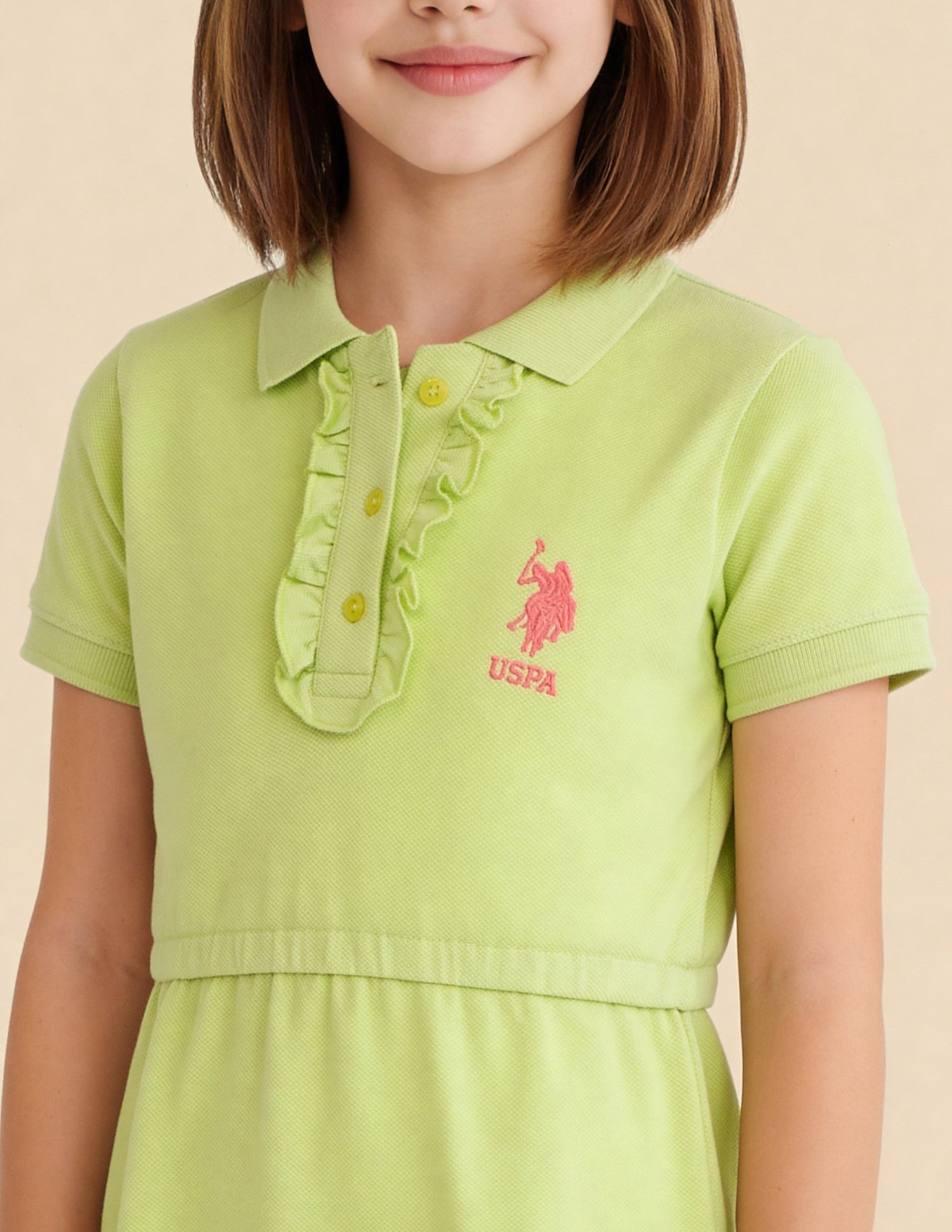 Knitted Polo T-Shirt Dress Lime - U.S. Polo Assn. India | Large