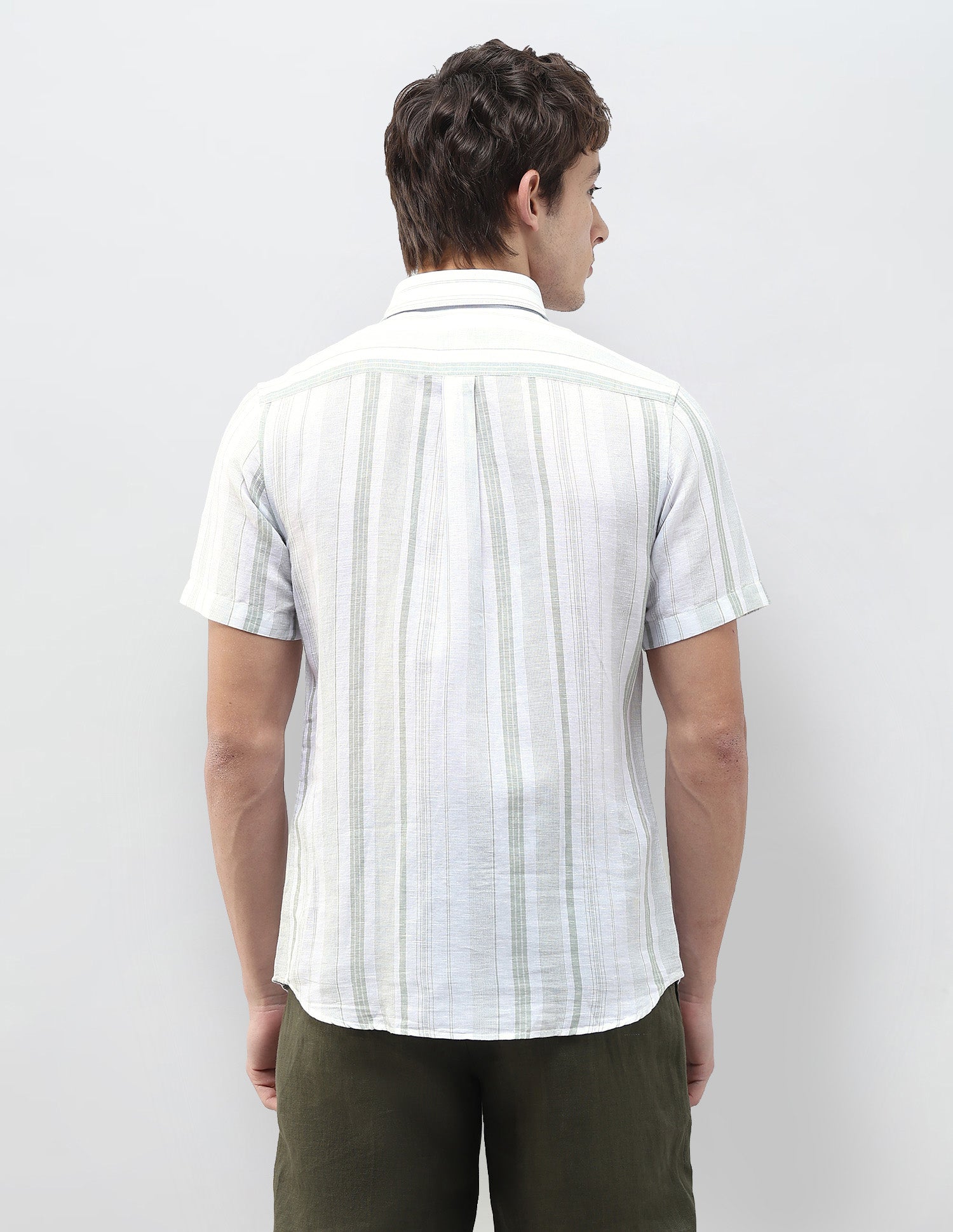 Vertical Striped Regular Fit Shirt Light Green - U.S. Polo Assn. India | Large