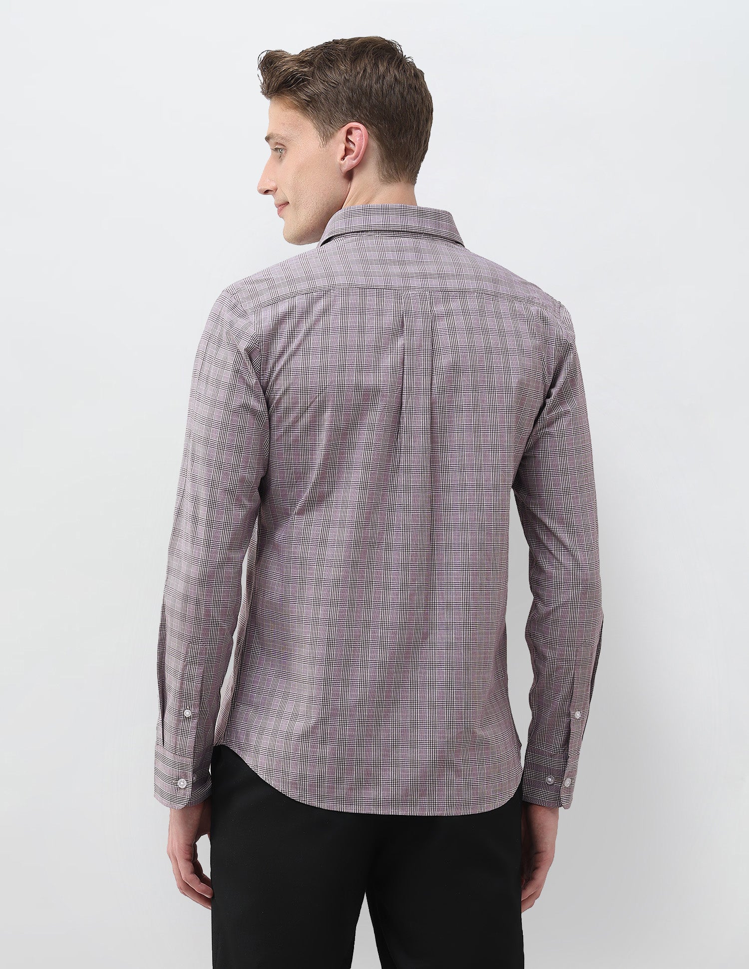 Glen Checked Tailored Fit Shirt Maroon - U.S. Polo Assn. India | Large