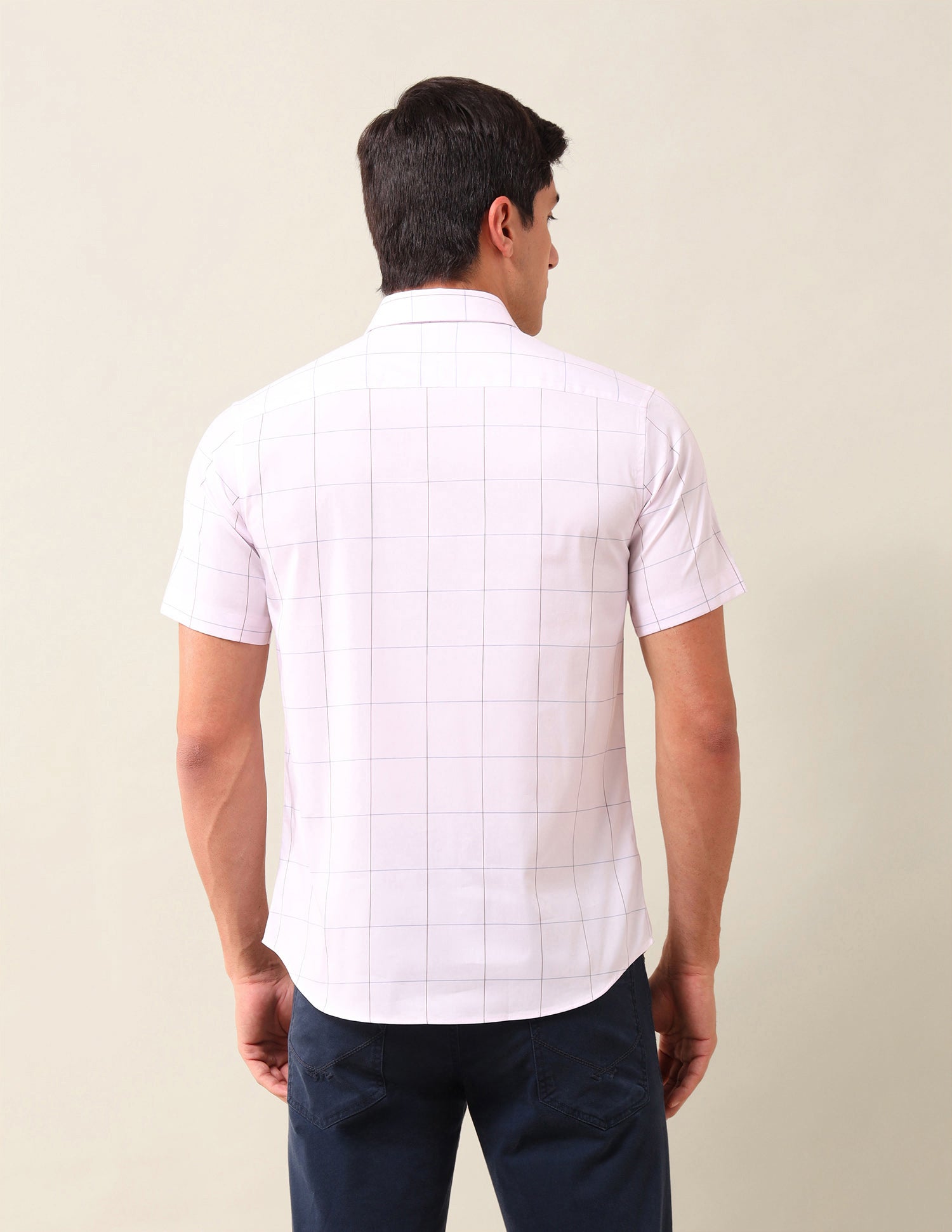 Windowpane Checked Tailored Fit Shirt Light Pink - U.S. Polo Assn. India | Large