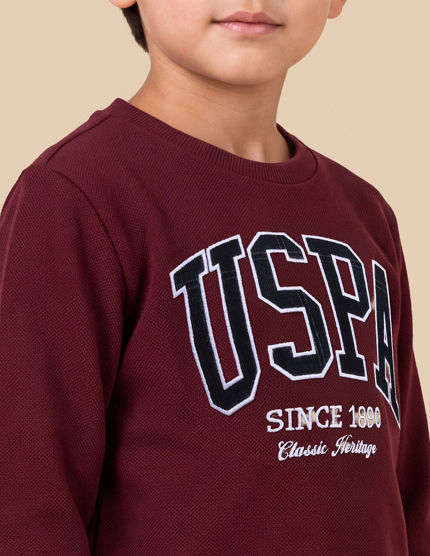 Brand Applique Regular Fit Sweatshirt Maroon - U.S. Polo Assn. India | Large