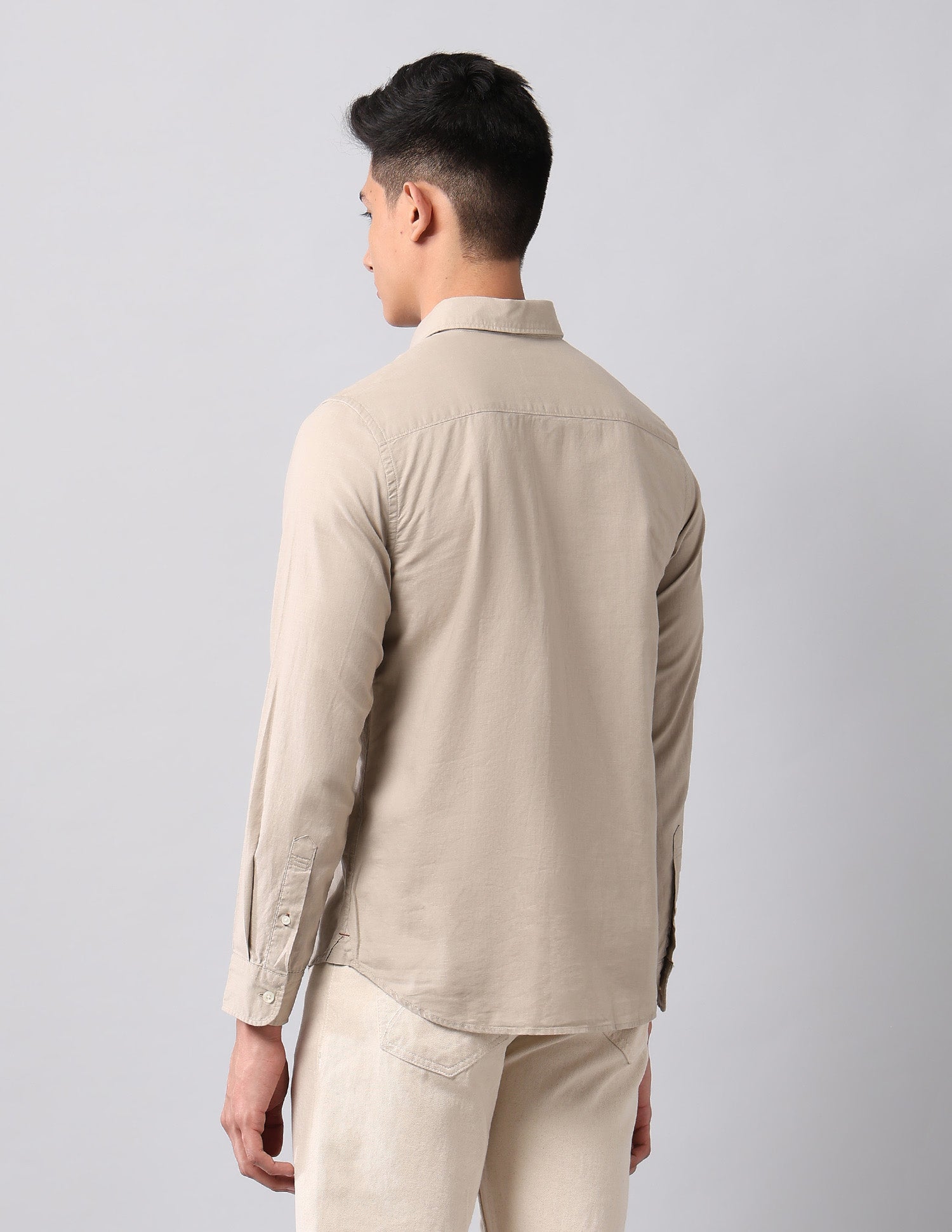 Solid Pure Cotton Shirt Beige - U.S. Polo Assn. India | Large