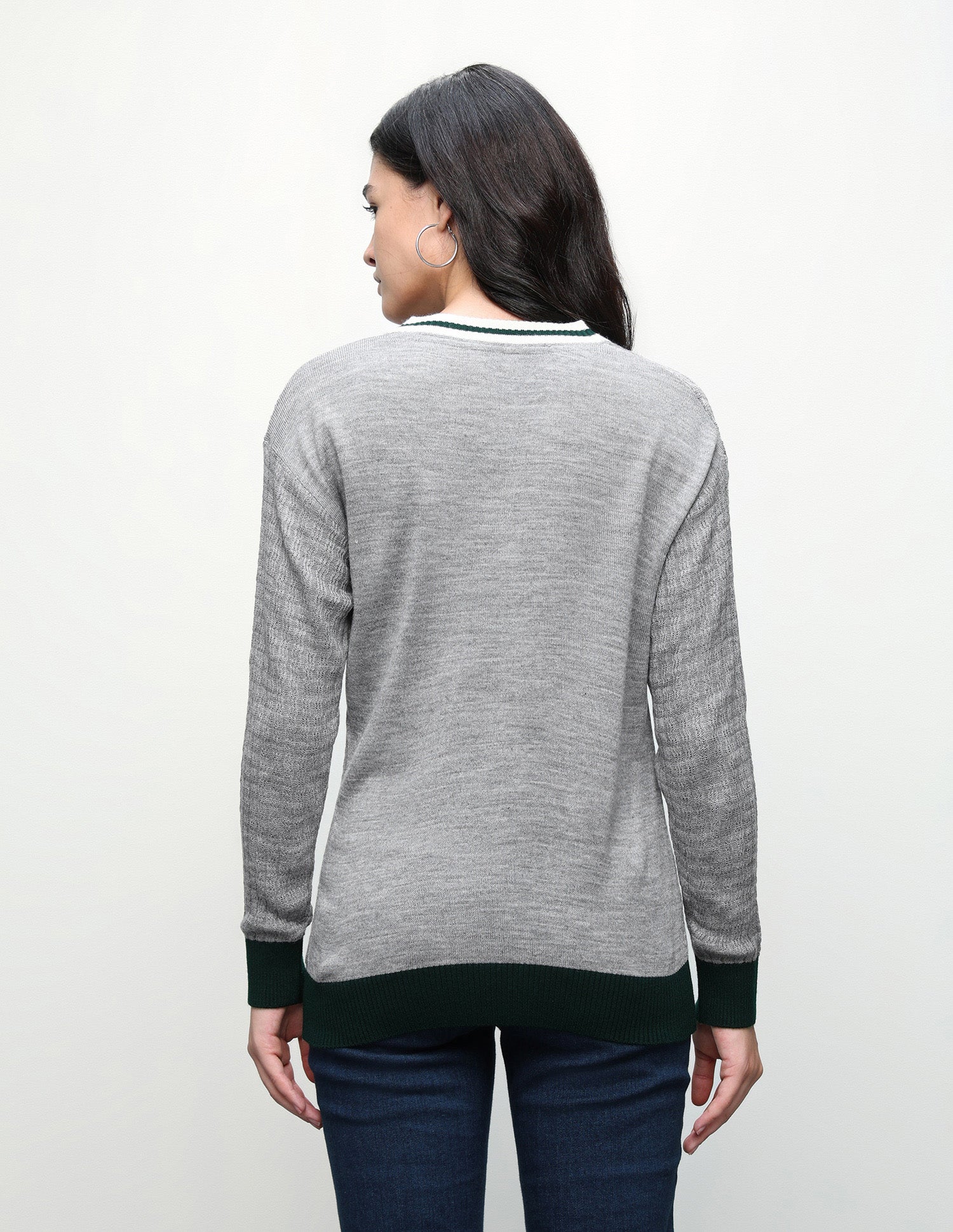 Textured Regular Fit Sweater Grey - U.S. Polo Assn. India | Large