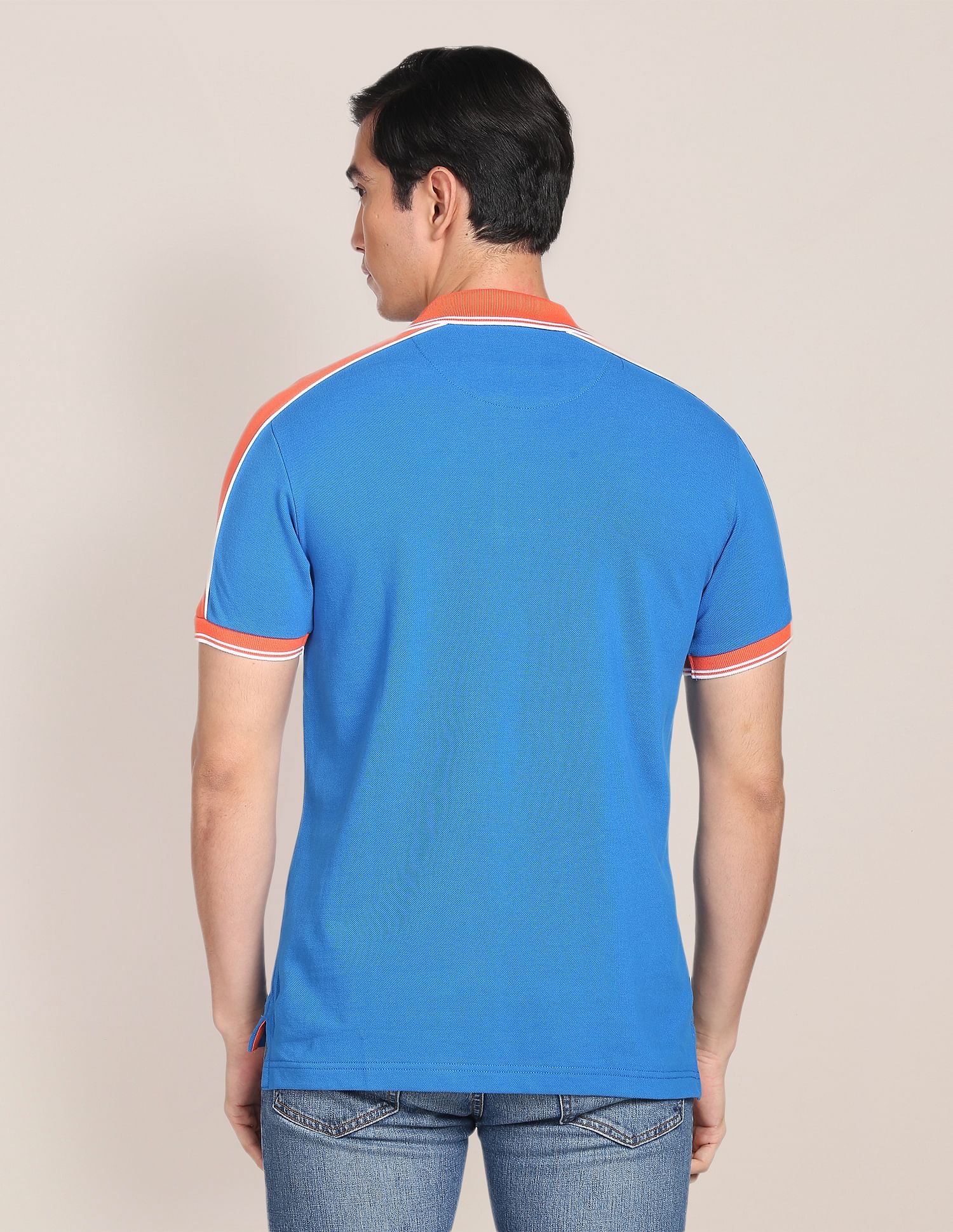 Colour Block Cotton Polo Shirt Blue - U.S. Polo Assn. India | Large