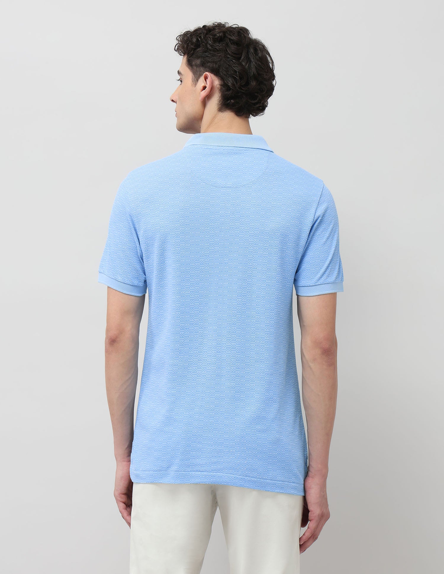 Slim Fit All Over Printed Polo Shirt Light Blue - U.S. Polo Assn. India | Large
