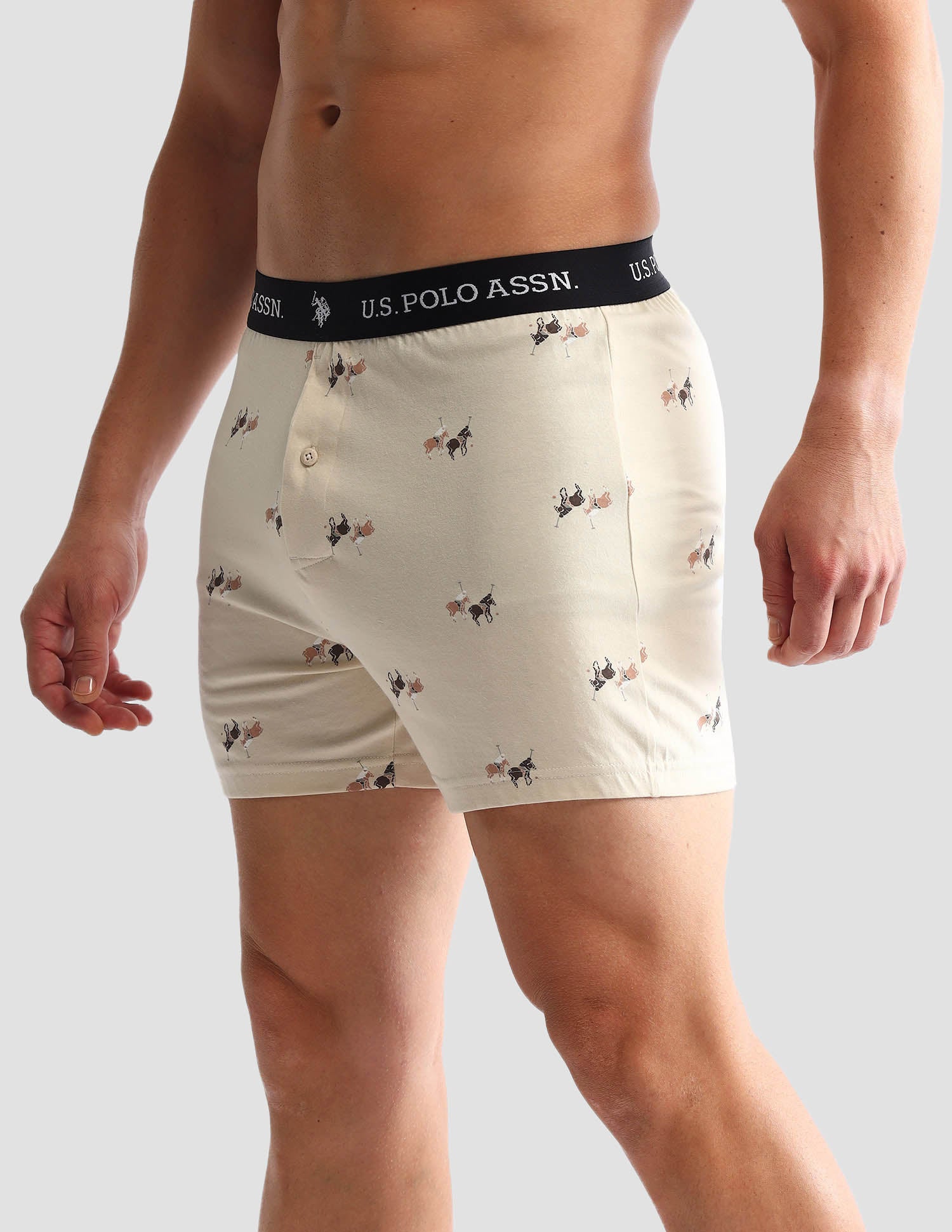 Printed Cotton OEX09 Boxers - Pack Of 2 Beige and Green Bay - U.S. POLO ASSN. | Large