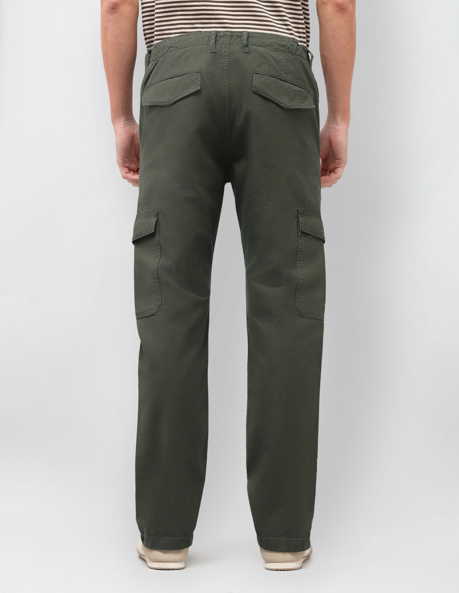 Solid Slim Straight Trousers Green - U.S. Polo Assn. India | Large