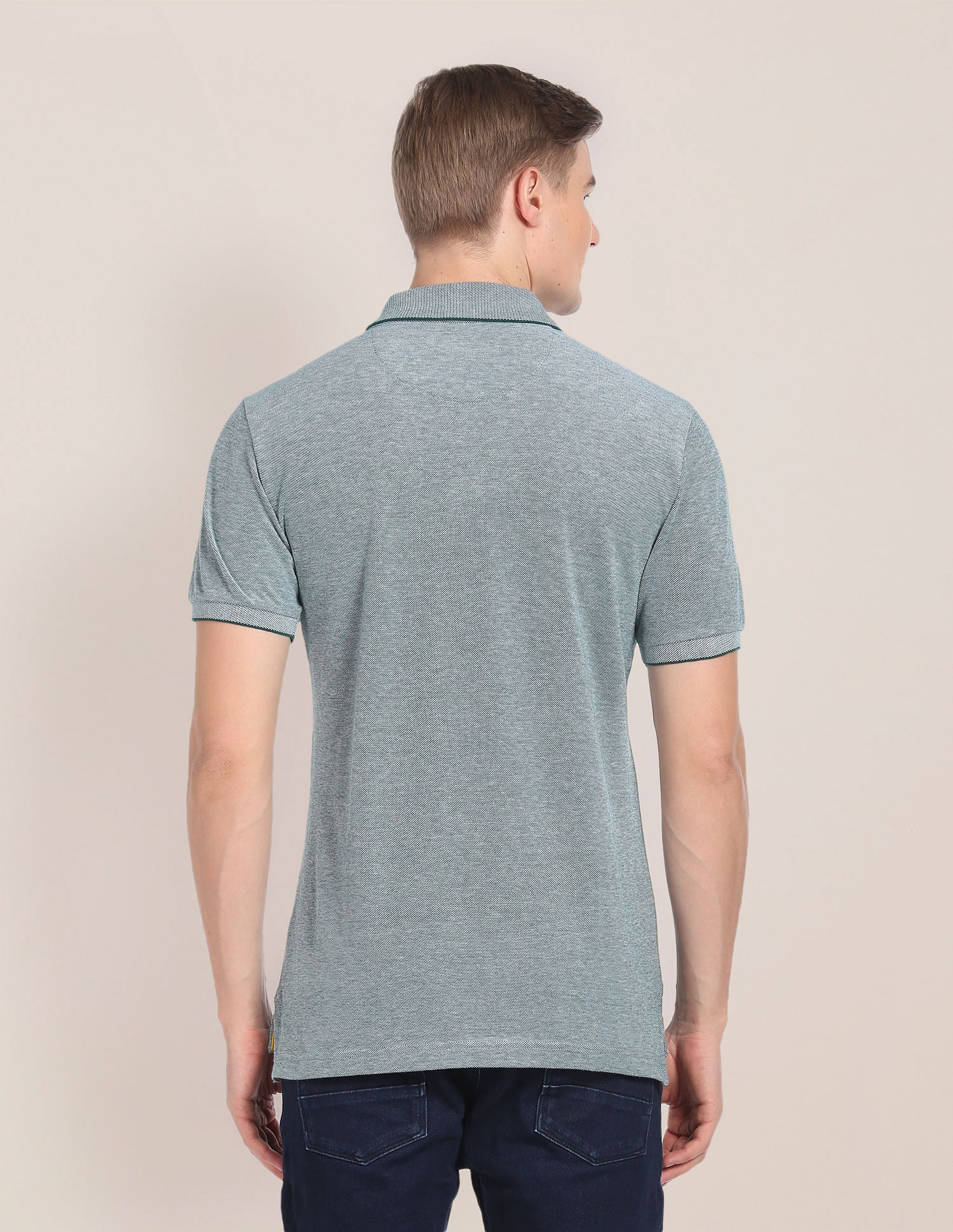 Tipped Collar Heathered Polo Shirt Green - U.S. POLO ASSN. | Large