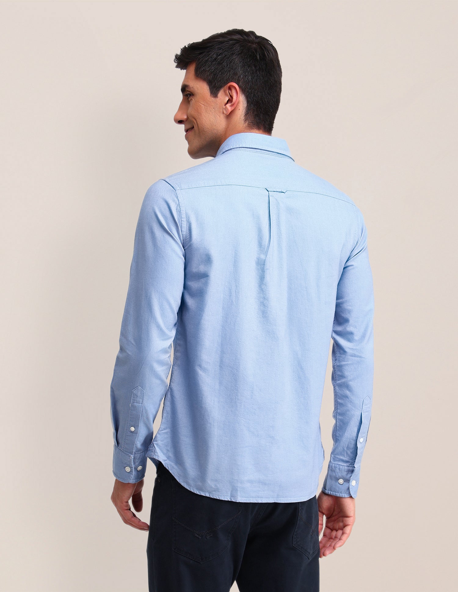 Solid Pattern Oxford Shirt Light Blue - U.S. Polo Assn. India | Large