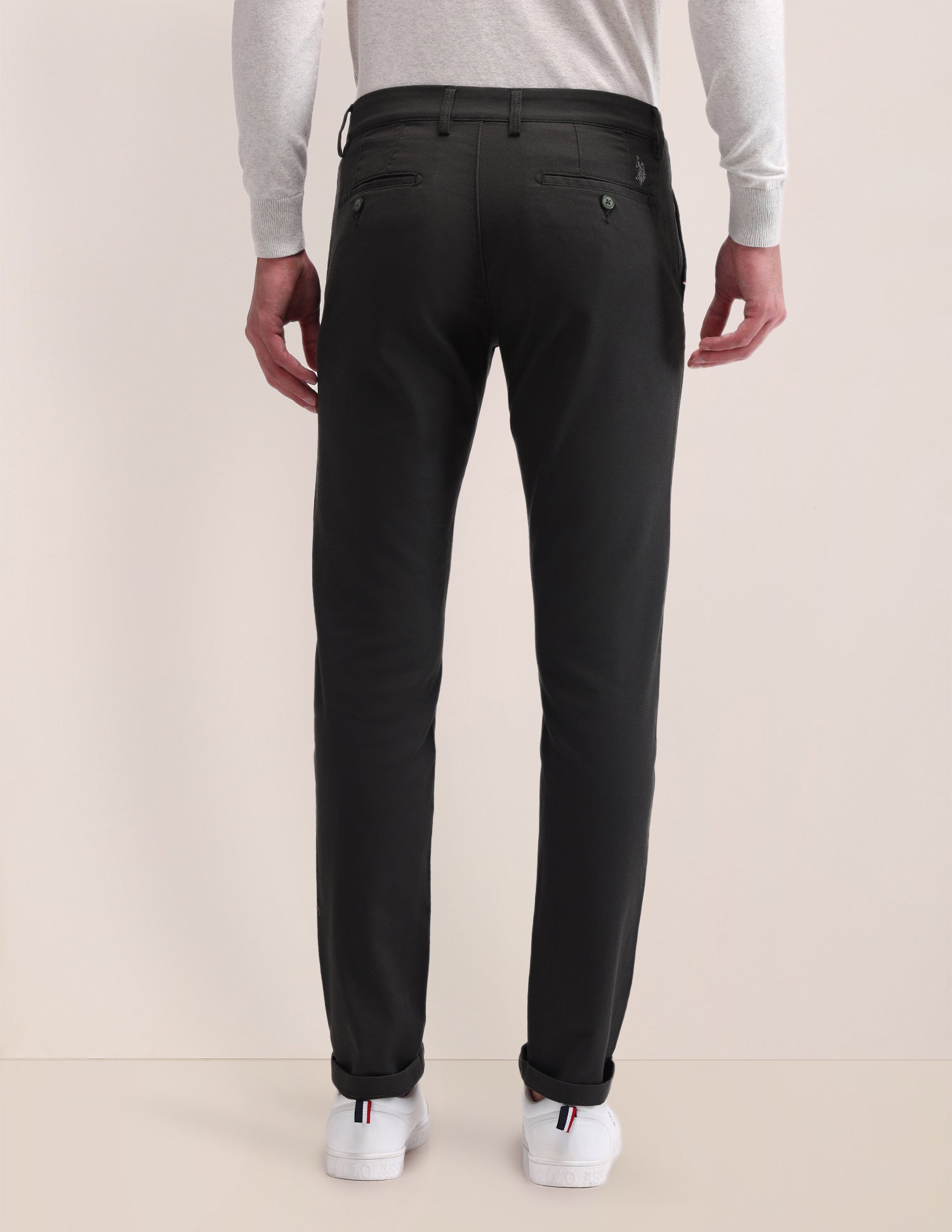 Austin Slim Fit Solid Trousers Dark Olive - U.S. POLO ASSN. | Large