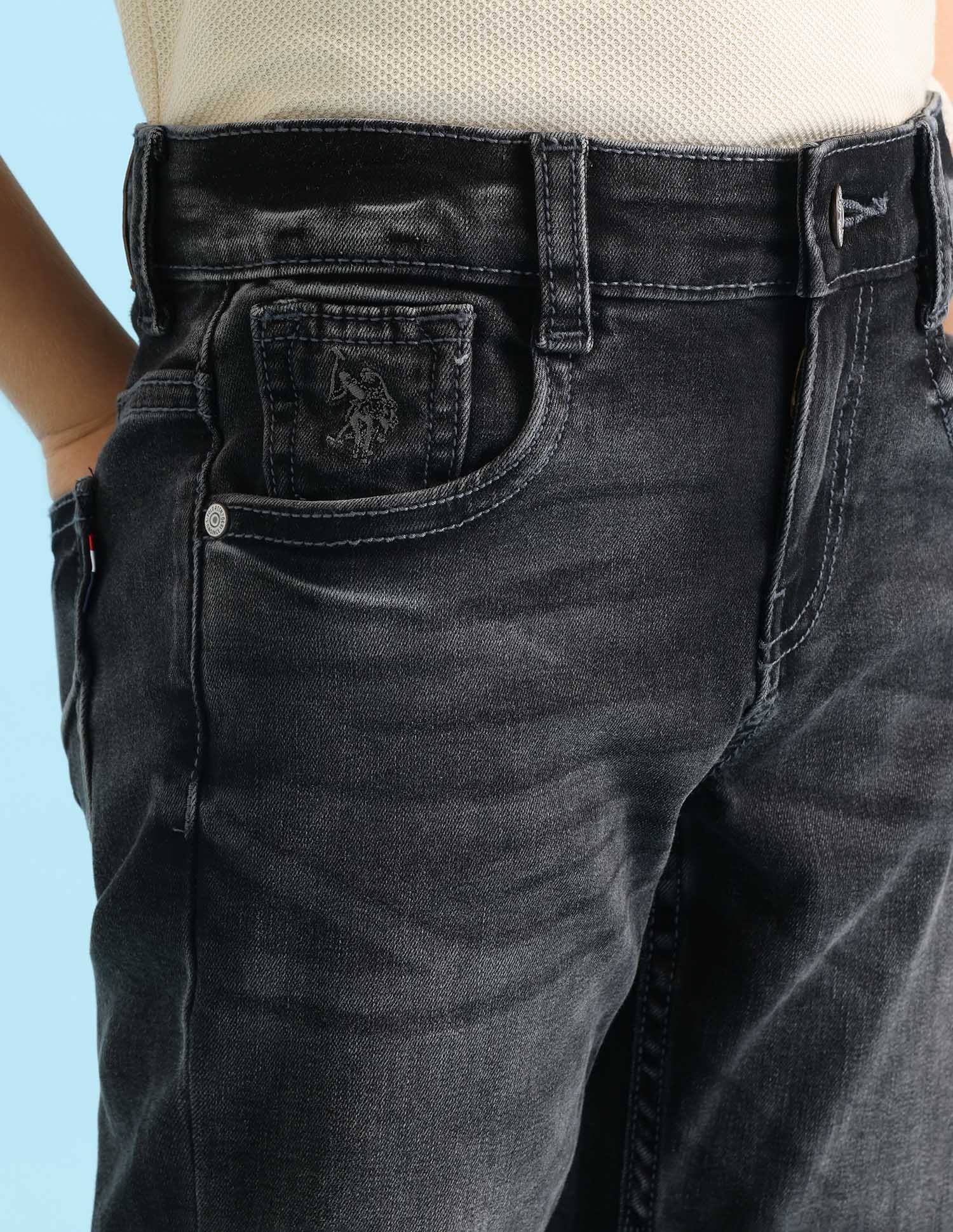 Boys Mid Rise Slim Fit Jeans Black - U.S. POLO ASSN. | Large