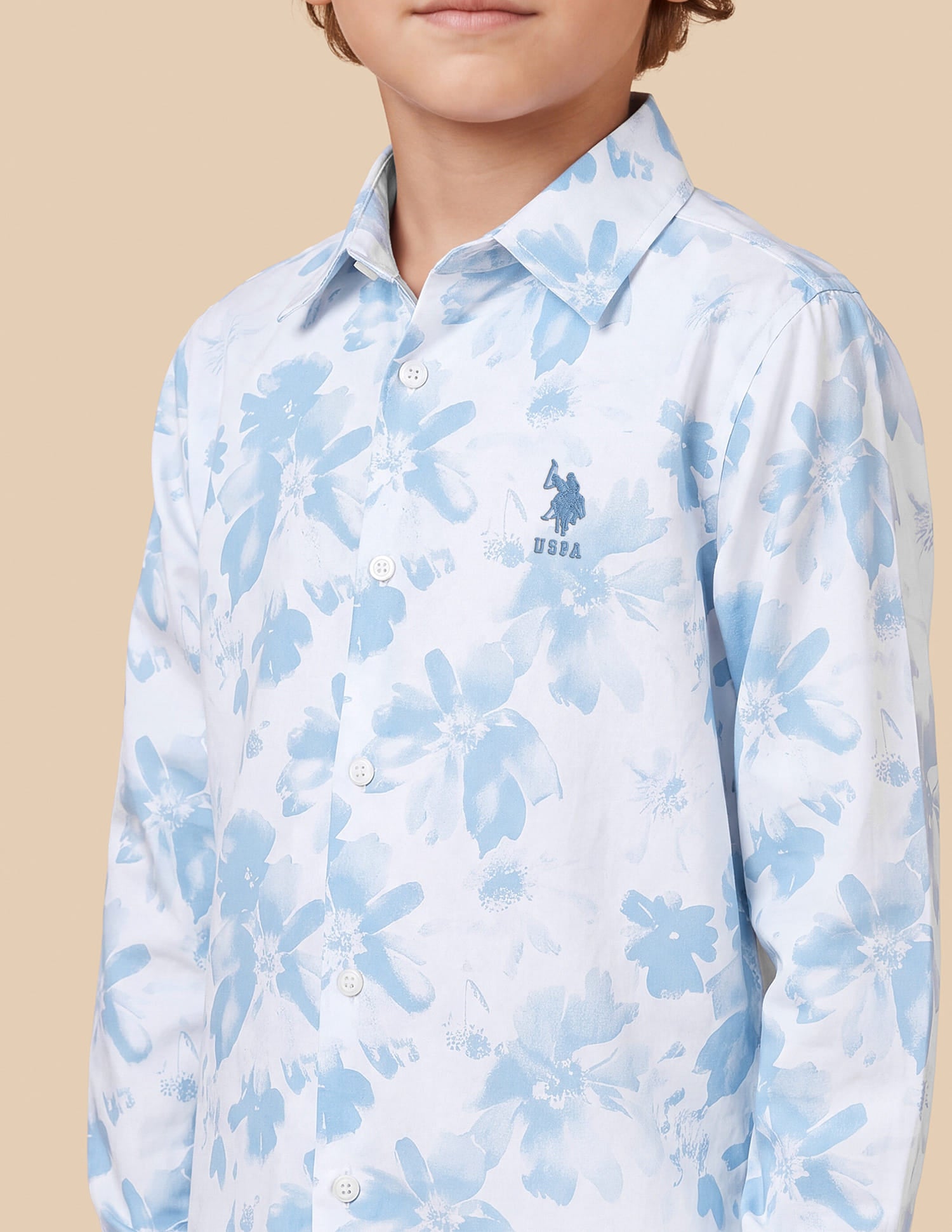 Floral Printed Satin Shirt White - U.S. Polo Assn. India | Large