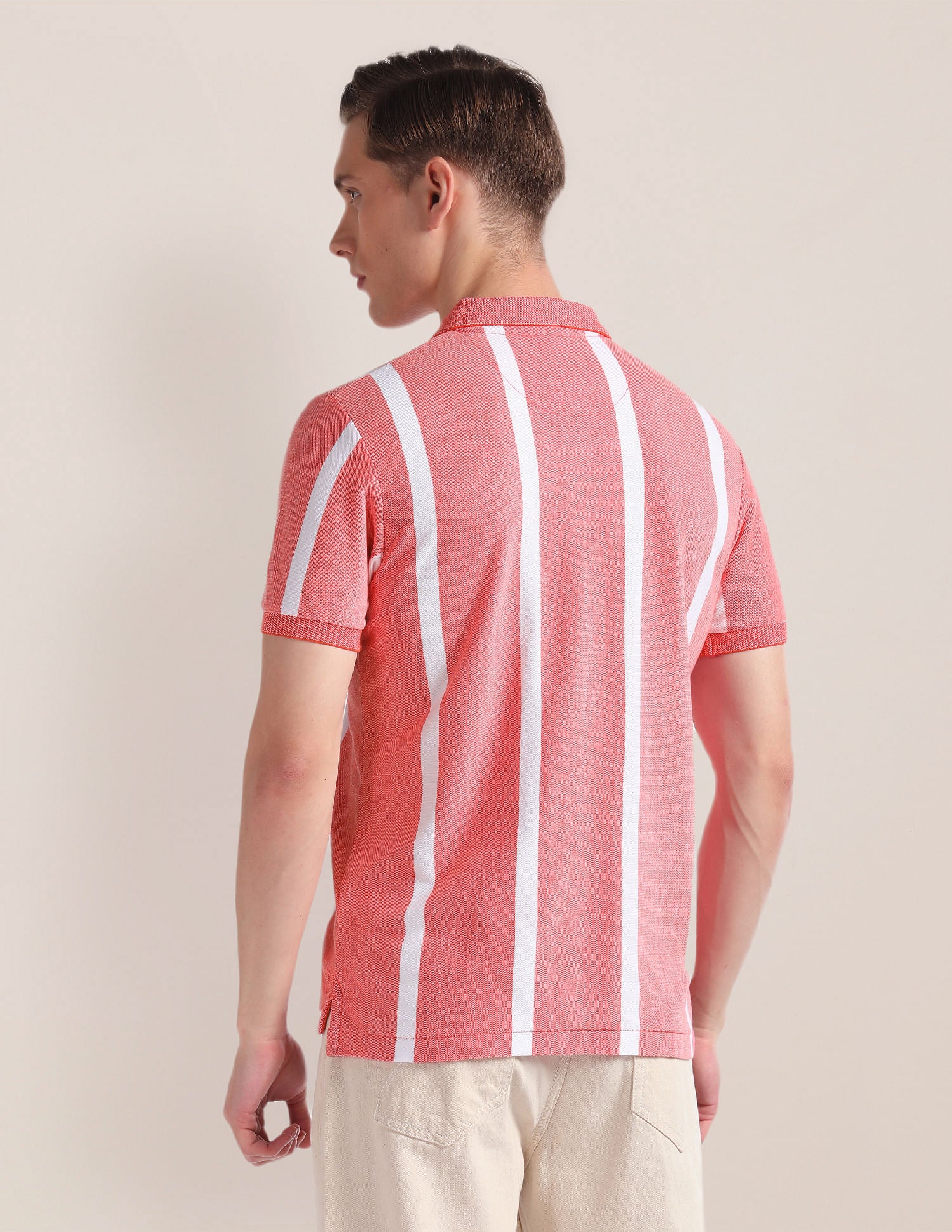 Vertical Stripe Cotton Polo Shirt Red - U.S. Polo Assn. India | Large