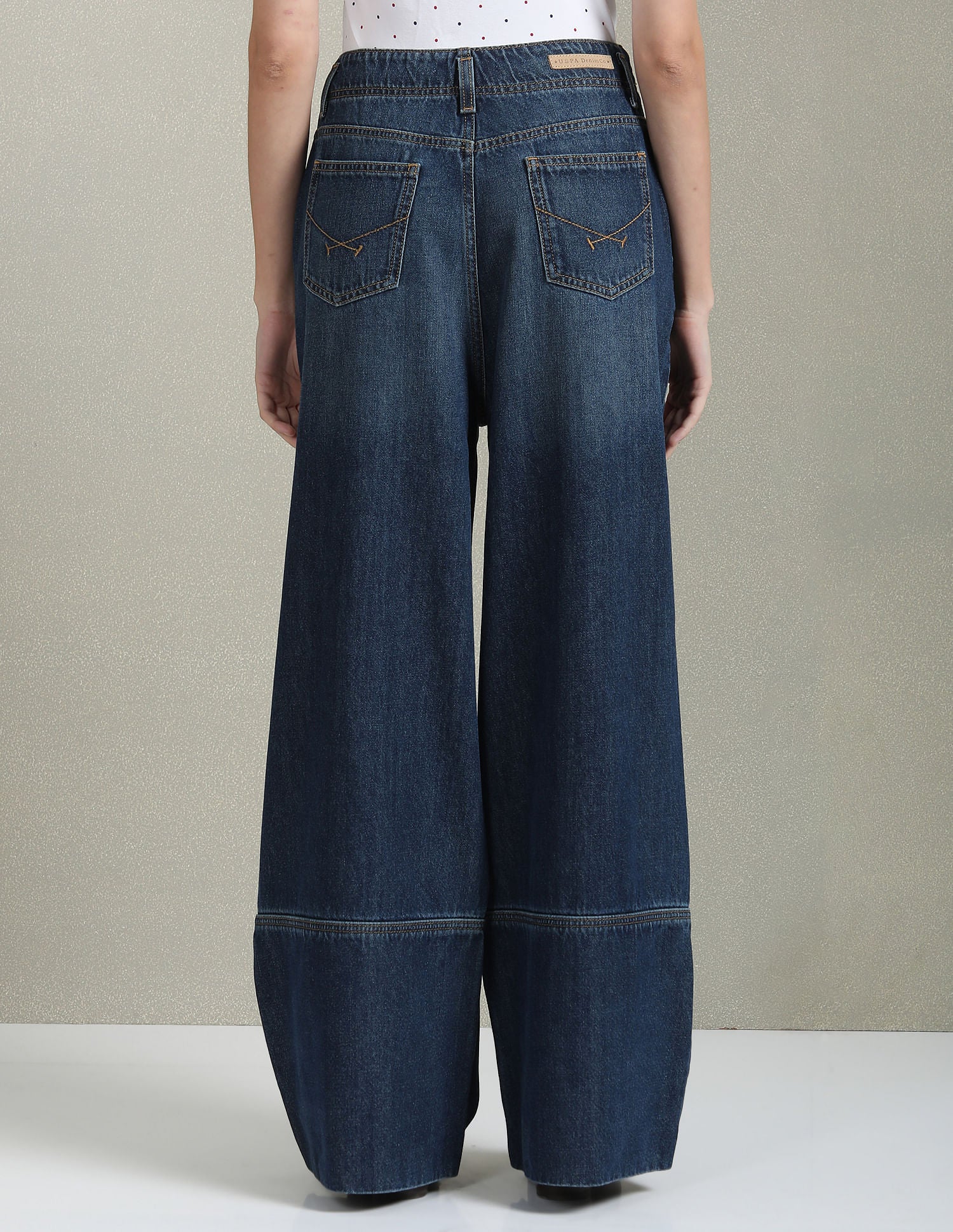 High Rise Wide Leg Jeans Blue - U.S. POLO ASSN. | Large