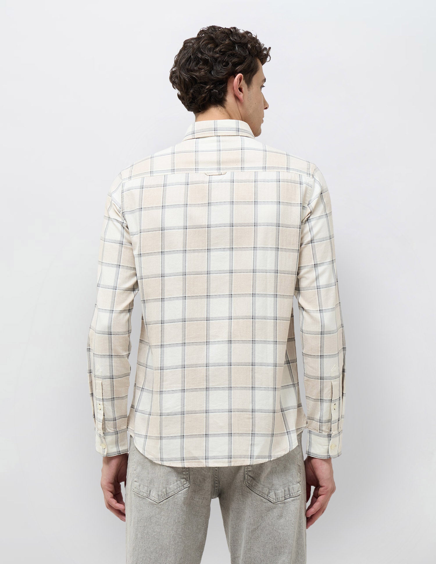 Grid Tattersall Checked Twill Shirt Ecru - U.S. POLO ASSN. | Large