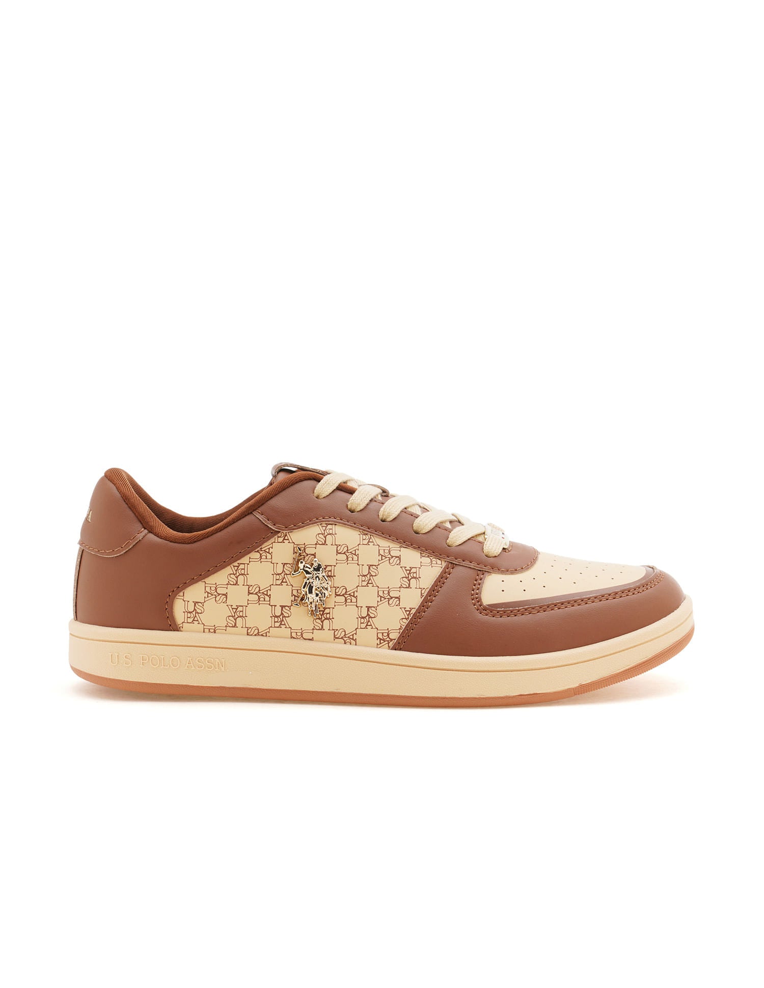 Women Brand Print Ryna Sneakers Brown - U.S. Polo Assn. India | Large