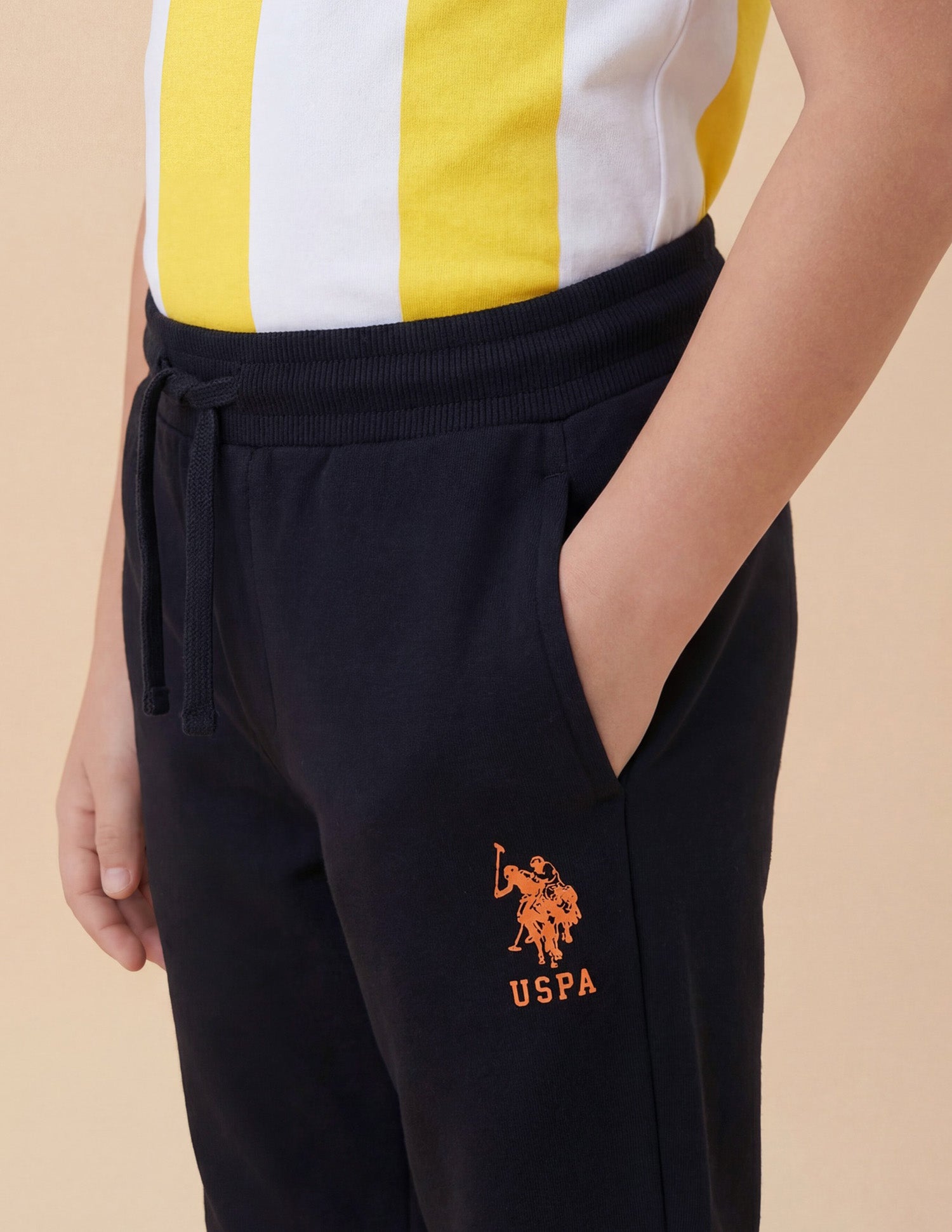 Boys Mid Rise Solid Joggers Navy - U.S. Polo Assn. India | Large