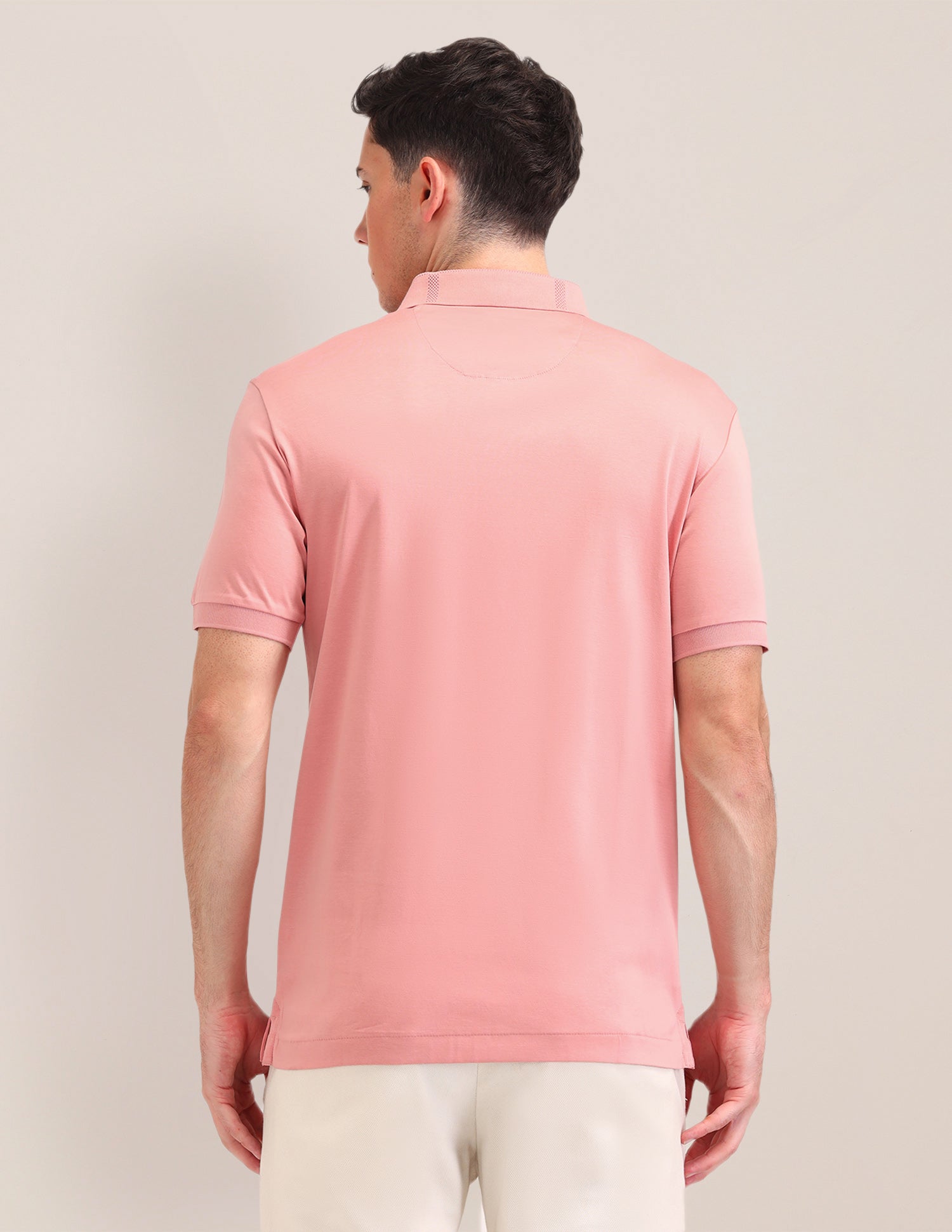 Solid Pattern Cotton Polo Shirt Peach - U.S. Polo Assn. India | Large