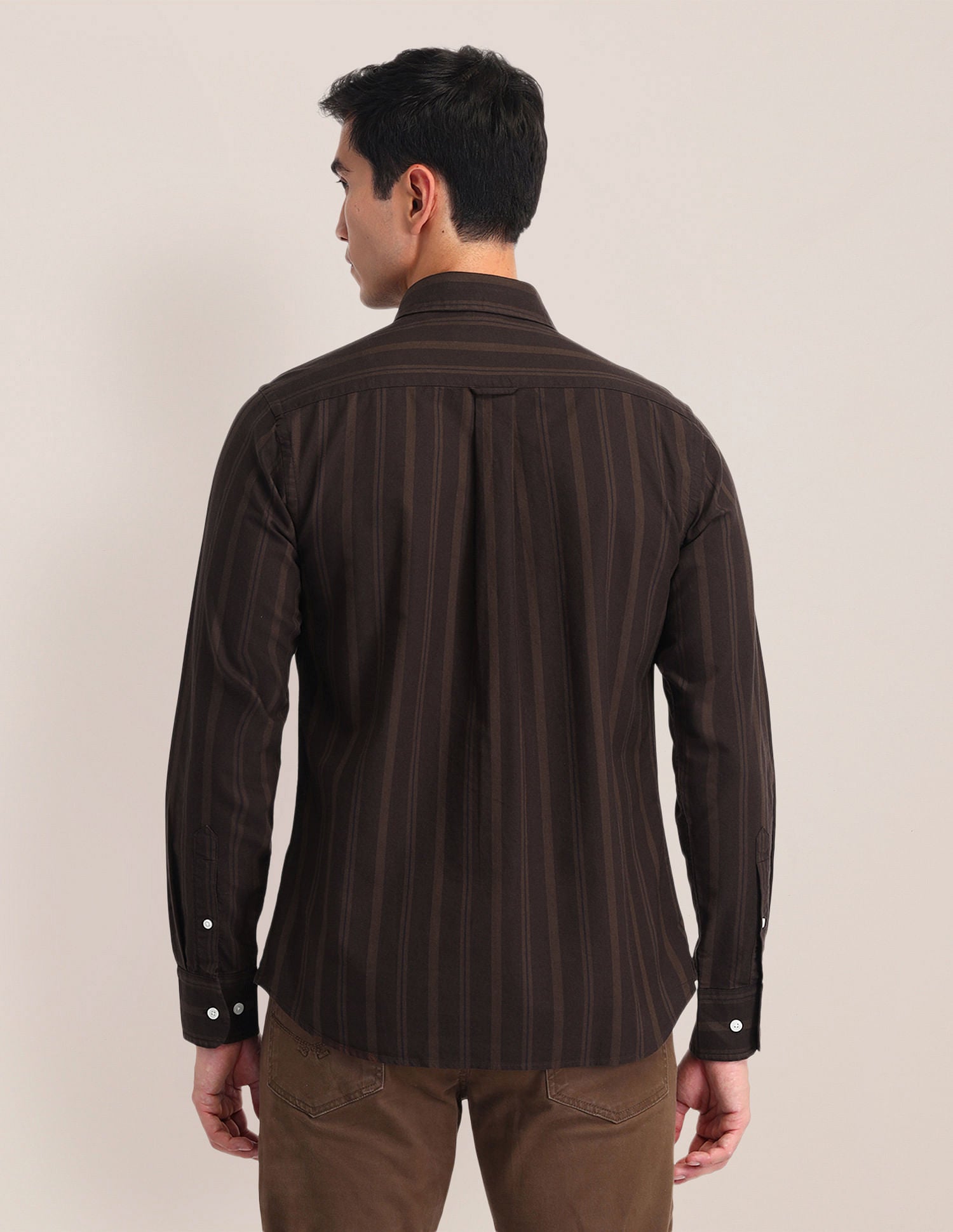 Tailored Fit Oxford Striped Shirt Brown - U.S. POLO ASSN. | Large