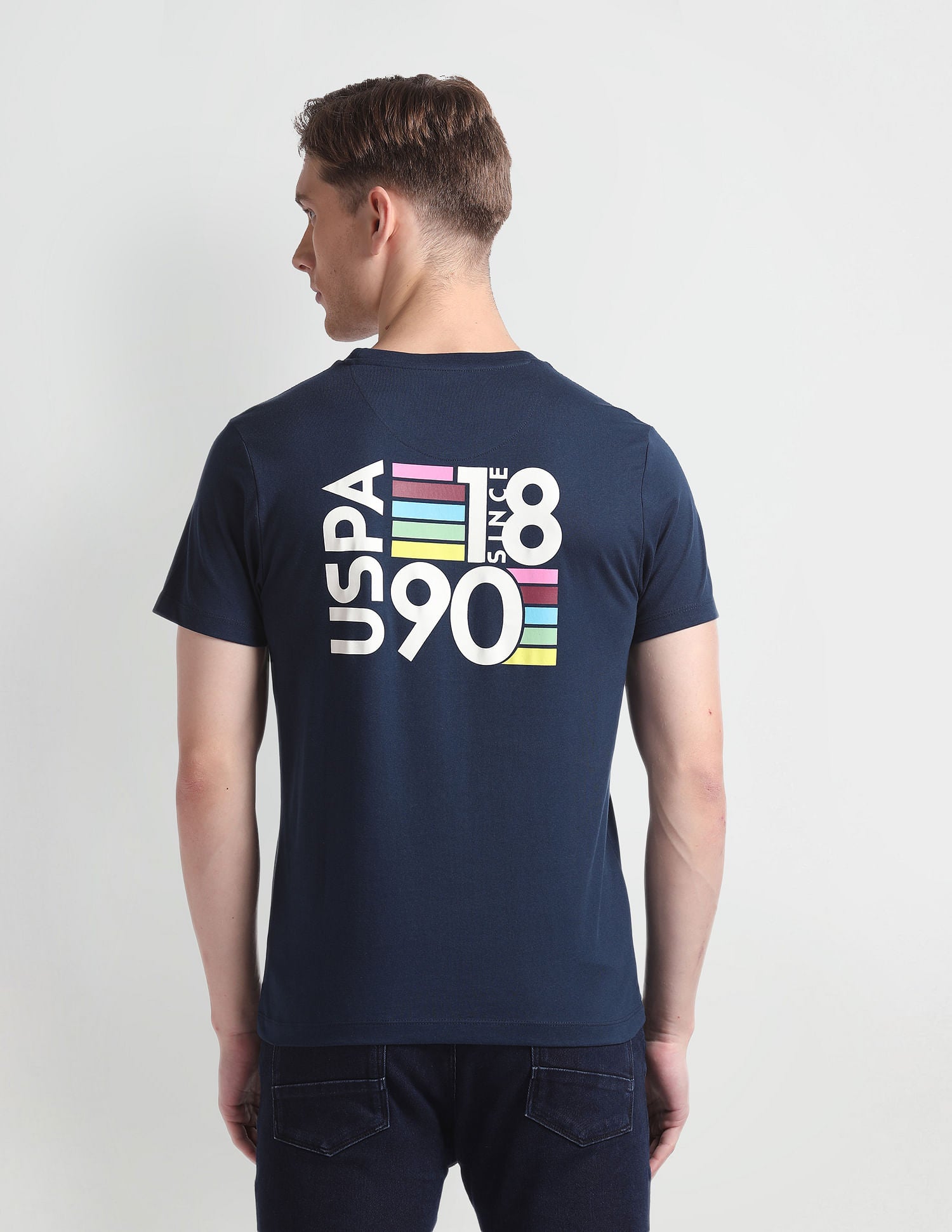 Back Print Muscle Fit T-Shirt Navy - U.S. Polo Assn. India | Large
