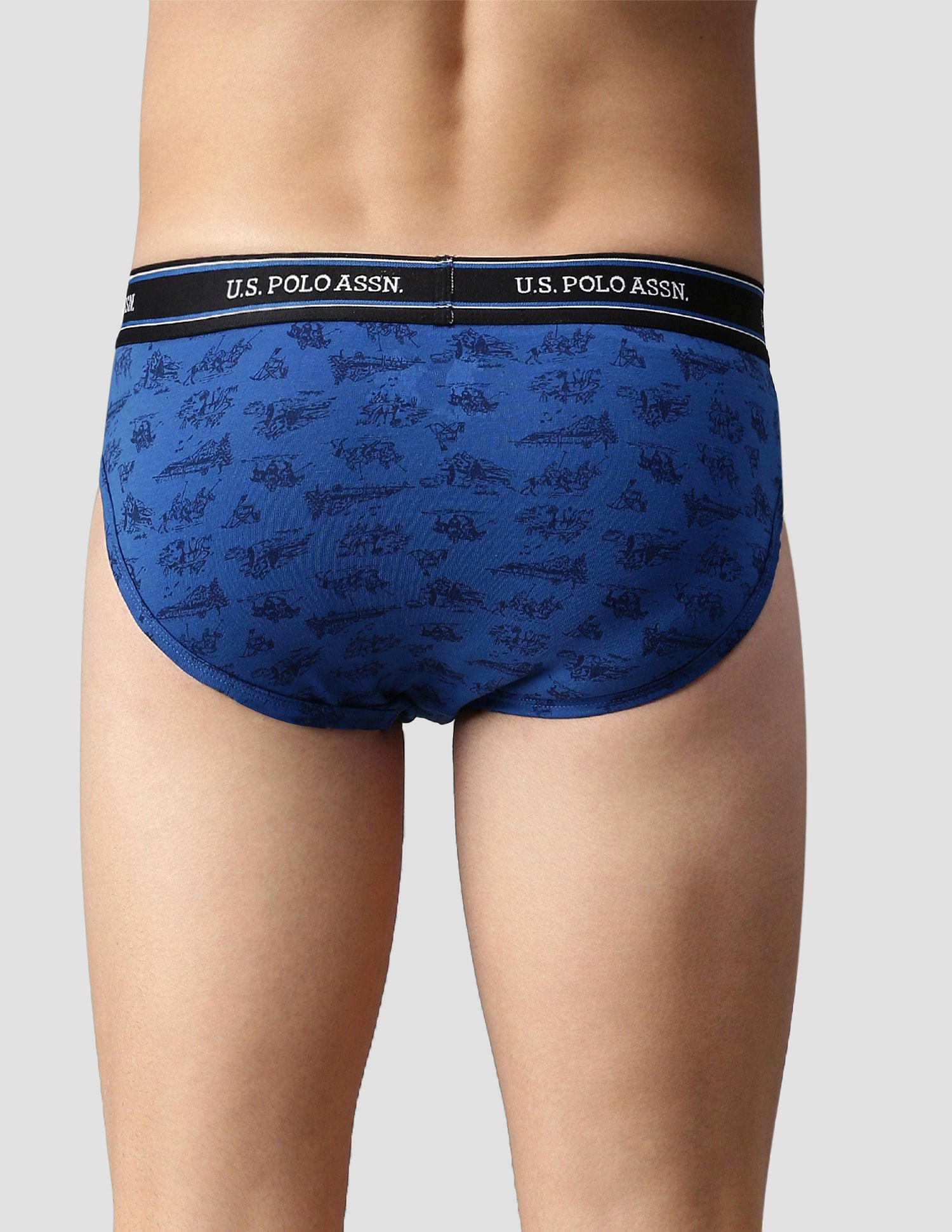 All Over Print Cotton Spandex I615 Briefs - Pack Of 3 Black, Red and Blue - U.S. POLO ASSN. | Large