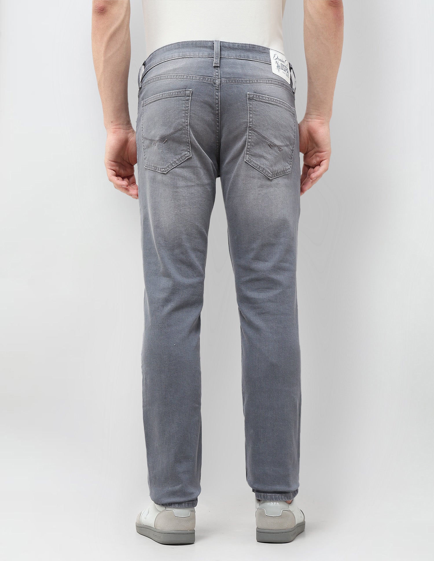 Brandon Slim Tapered Fit Stone Washed Jeans Mid Grey - U.S. POLO ASSN. | Large