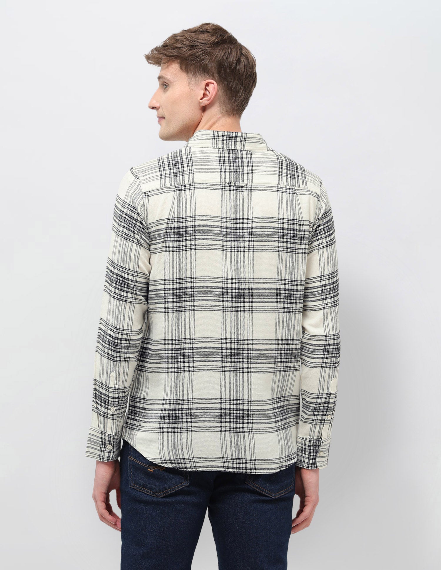 Tartan Checked Slim Fit Shirt Off White - U.S. POLO ASSN. | Large