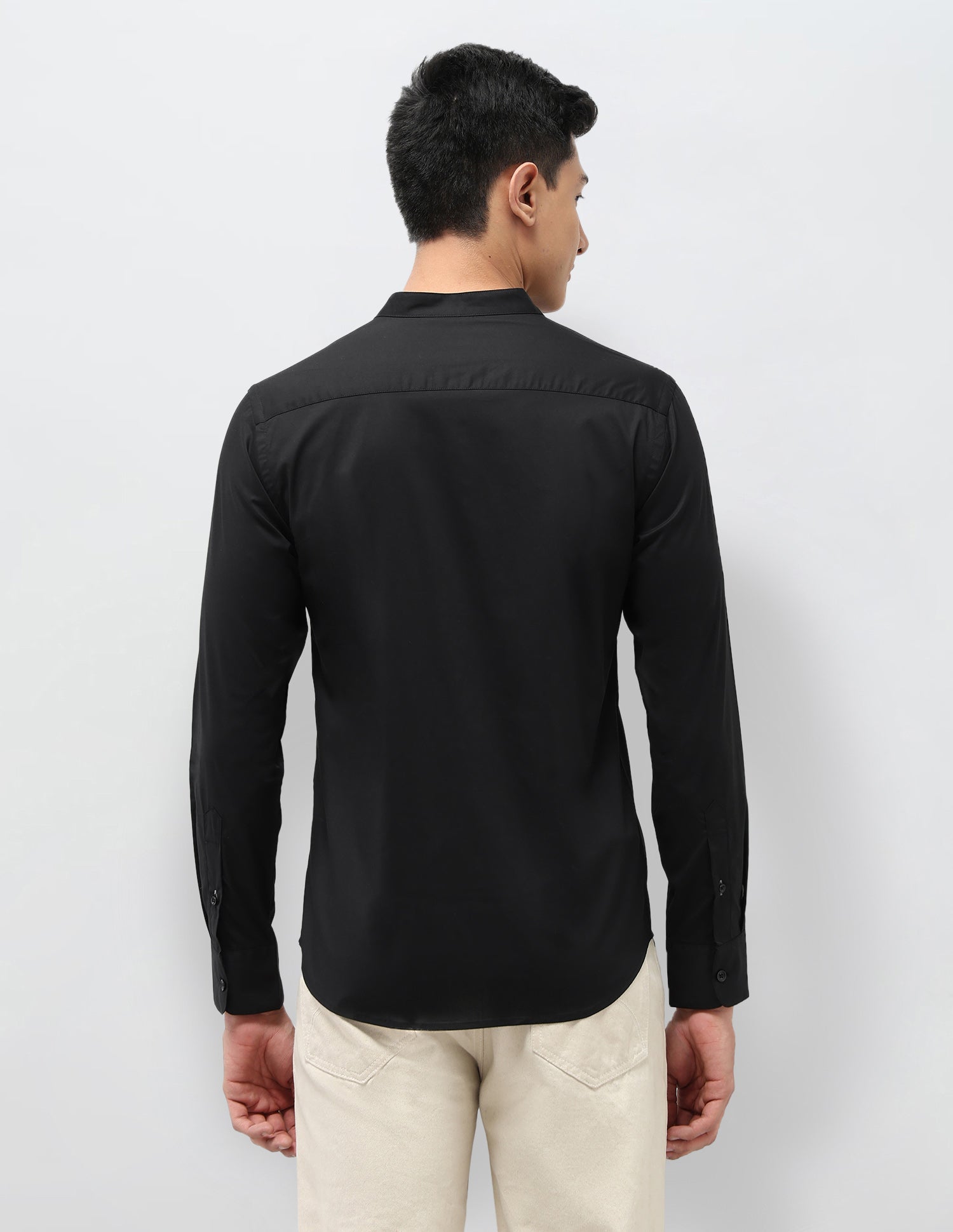 Solid Regular Fit Mandarin Shirt Black - U.S. POLO ASSN. | Large