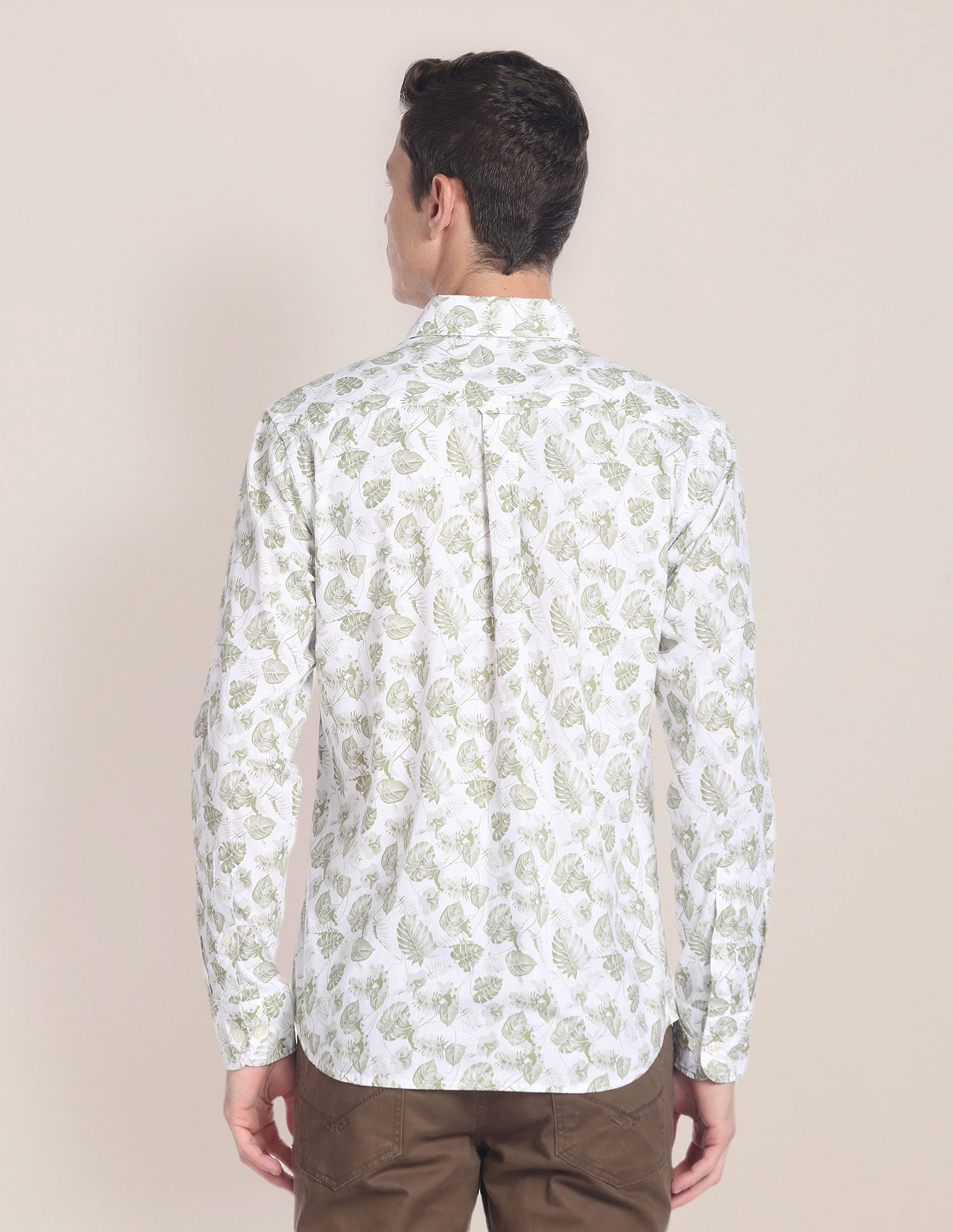 Tropical Print Cotton Shirt Olive - U.S. Polo Assn. India | Large