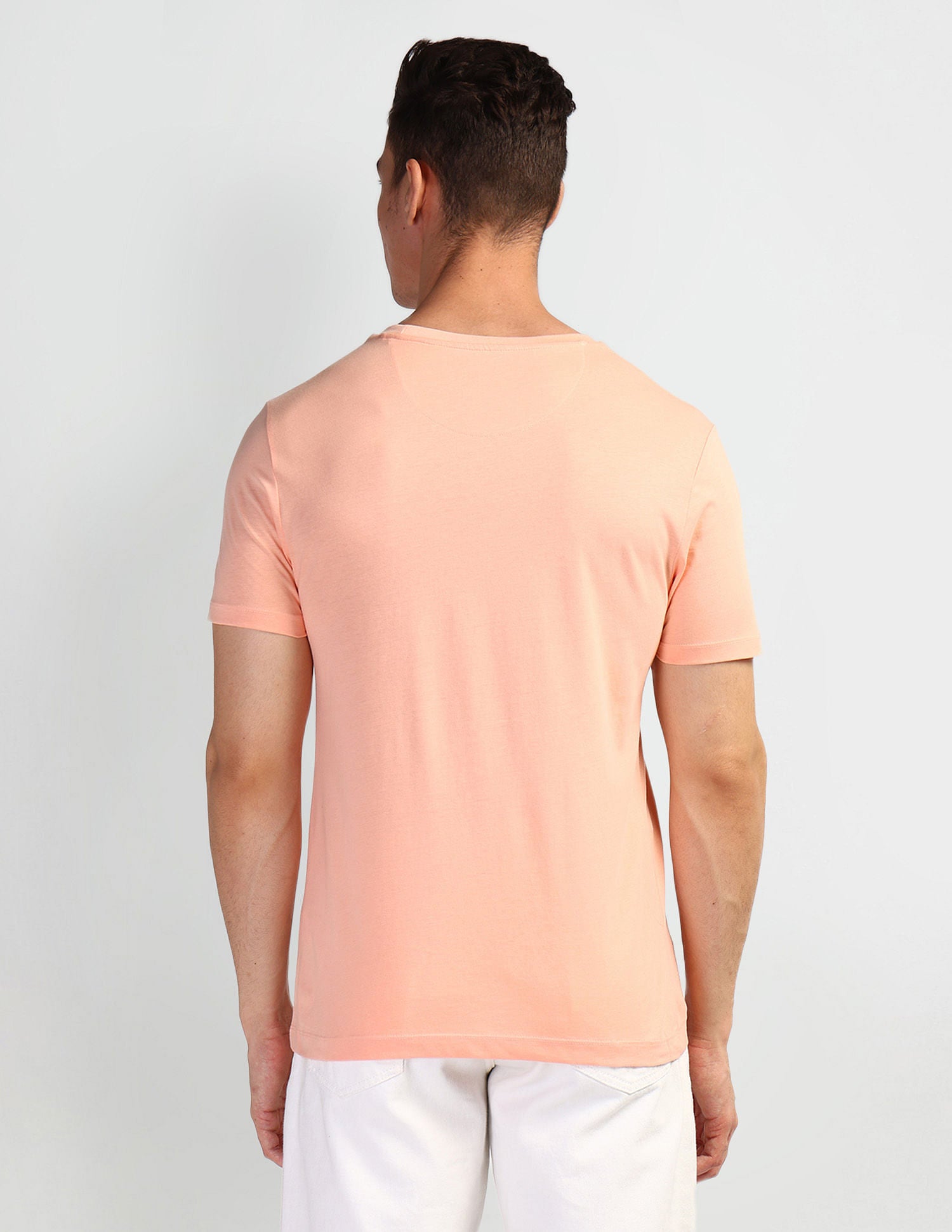 Brand Print Muscle Fit T-Shirt Peach - U.S. Polo Assn. India | Large
