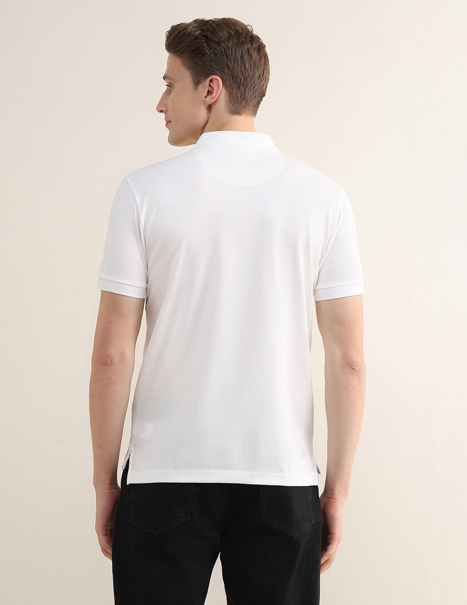 Solid Slim Fit Polo Shirt Off White - U.S. Polo Assn. India | Large