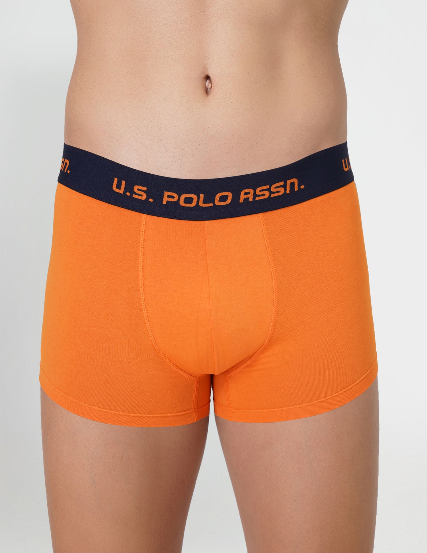 Brushed Elastic Cotton Stretch IYAK Trunks - Pack Of 2 Blue and Orange - U.S. POLO ASSN. | Large