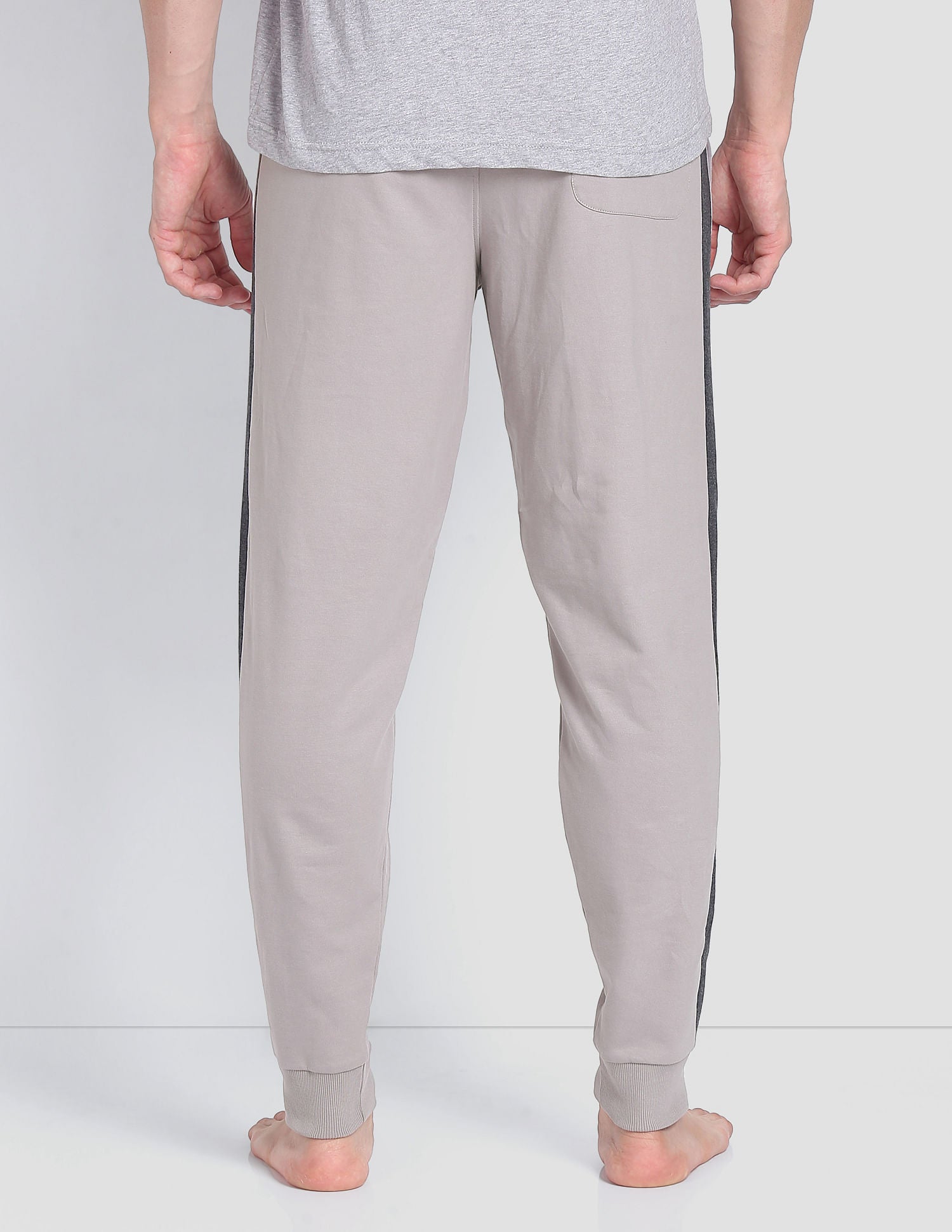 Contrast Panel Tapered OJ001 Lounge Joggers - Pack Of 1 Ash - U.S. POLO ASSN. | Large