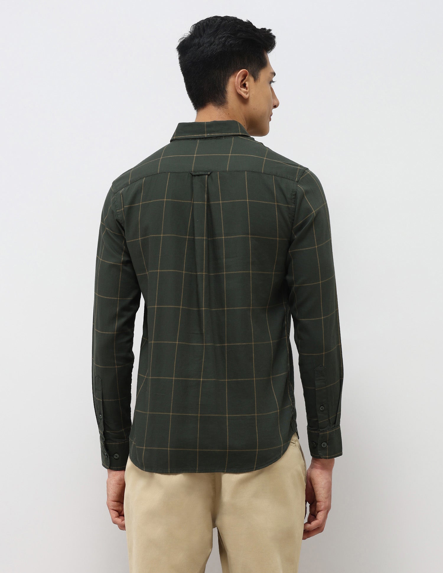 Pure Cotton Tailored Fit Shirt Dark Green - U.S. Polo Assn. India | Large