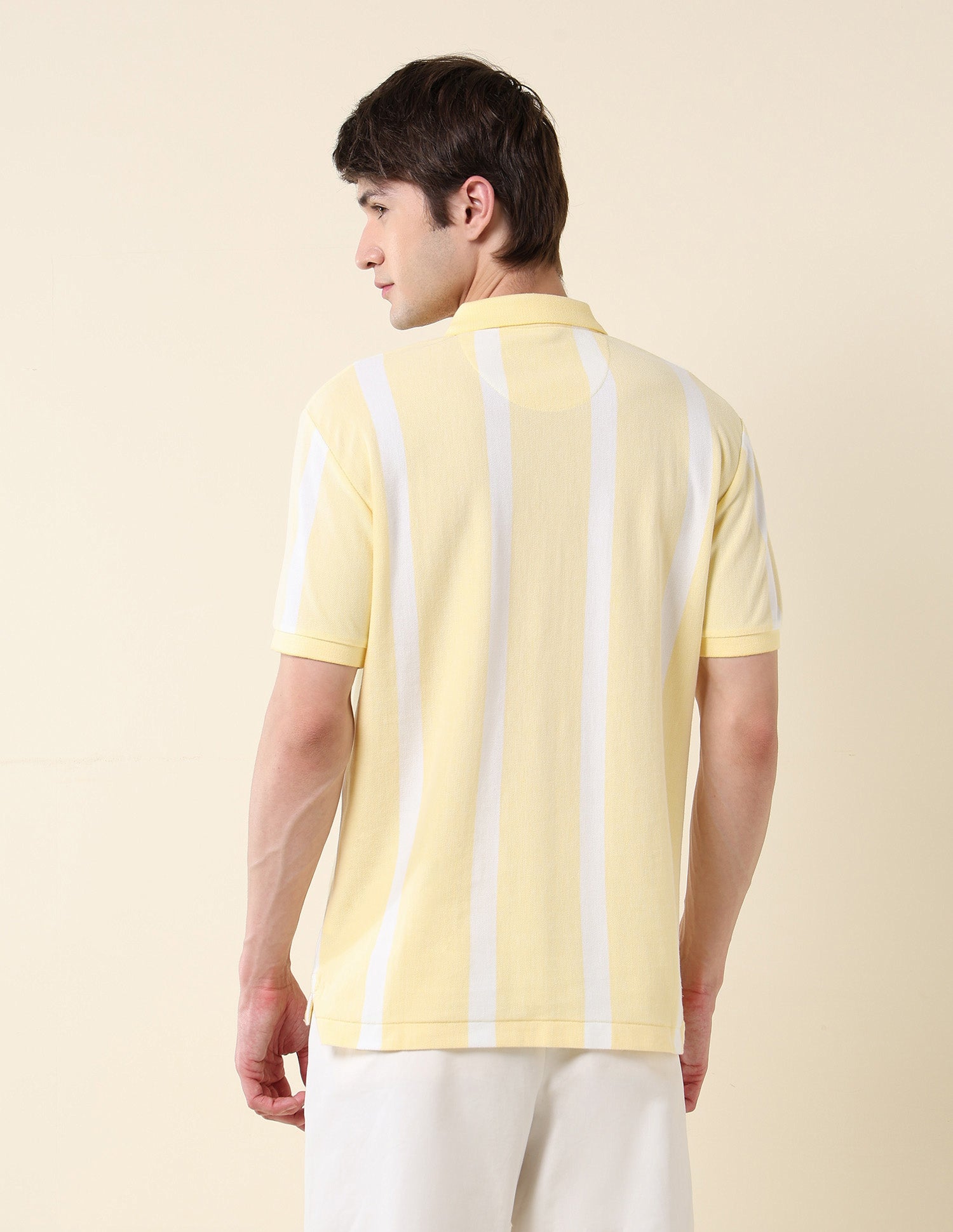 Vertical Striped Summer Splash Polo Shirt Yellow - U.S. Polo Assn. India | Large