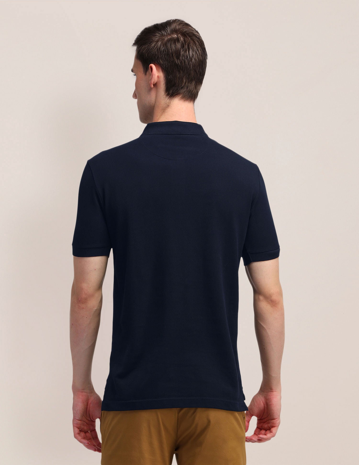 Solid Slim Fit Pure Cotton Polo Shirt Navy - U.S. POLO ASSN. | Large