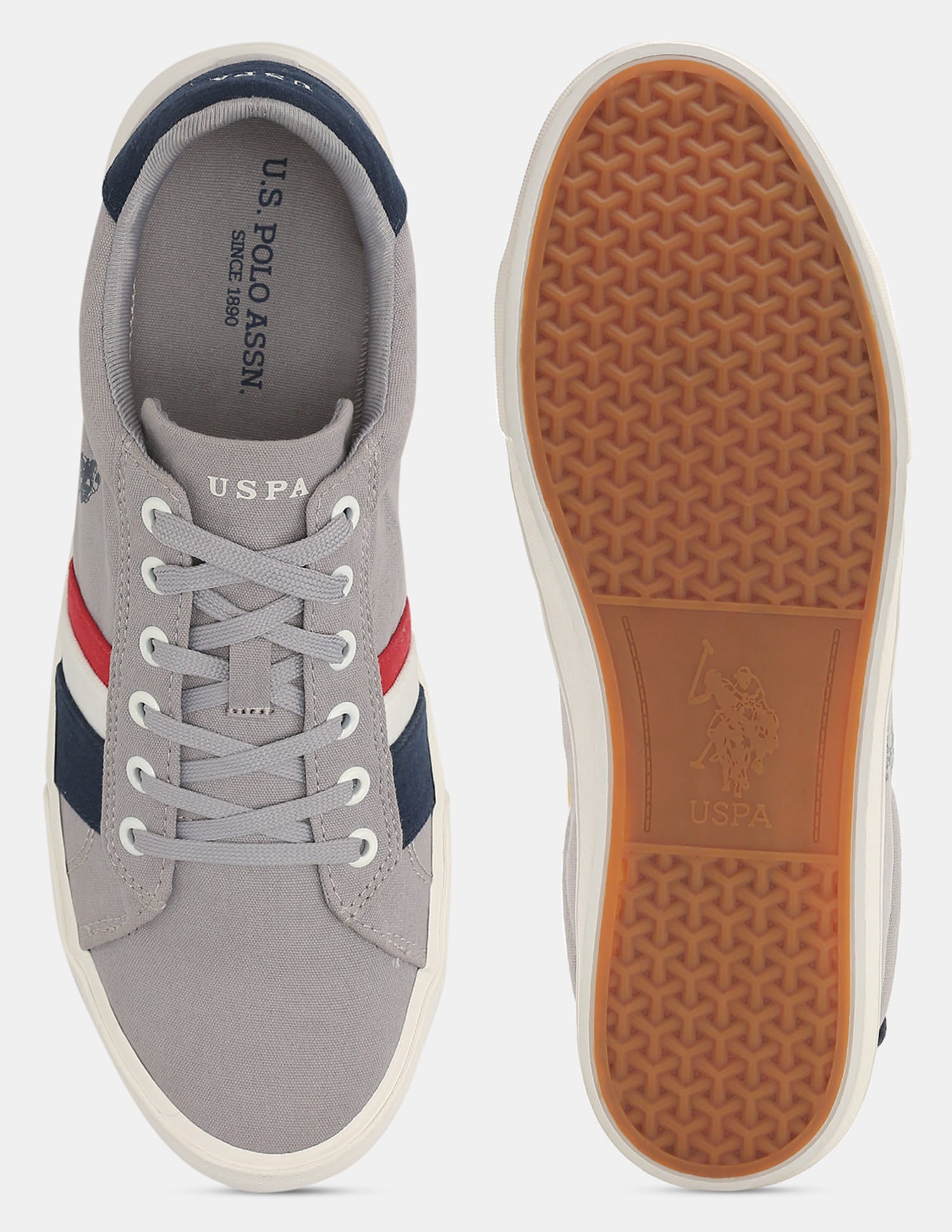 Men Striped Round Toe Abor 5.0 Sneakers Grey - U.S. Polo Assn. India | Large