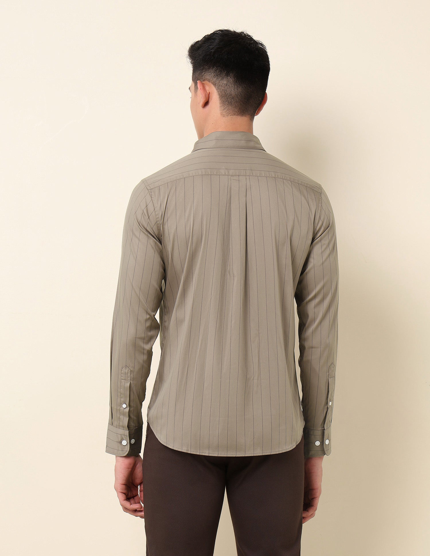 Vertical Striped Tailored Fit Shirt Brown - U.S. Polo Assn. India | Large