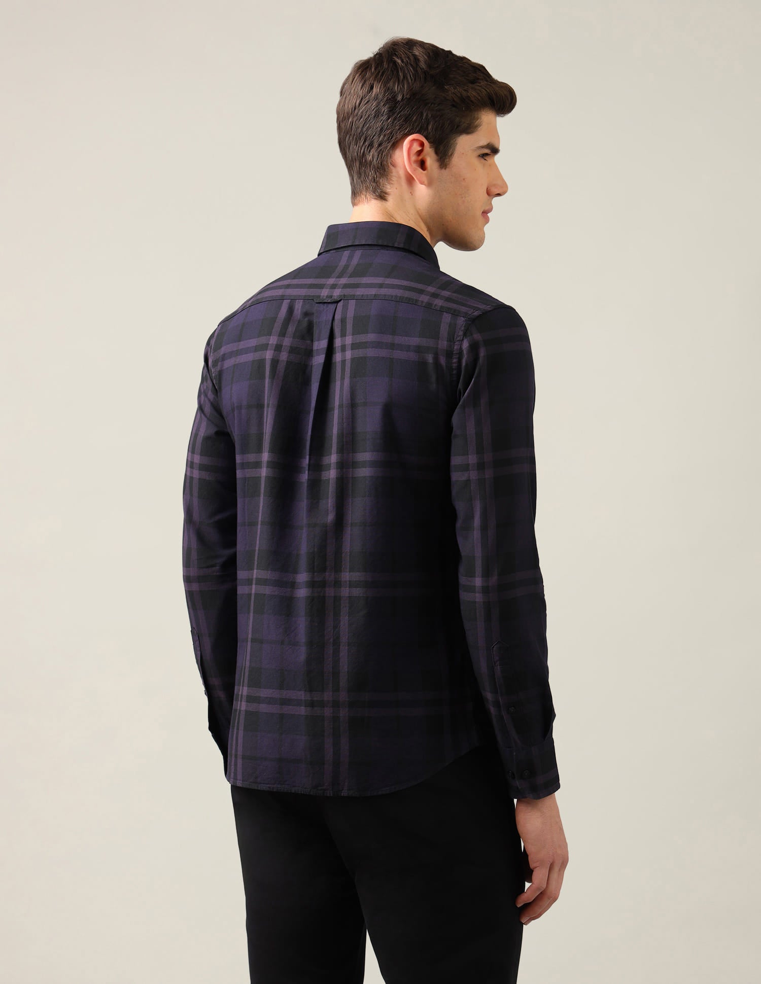Grid Tattersall Checked Tailored Fit Shirt Purple - U.S. Polo Assn. India | Large