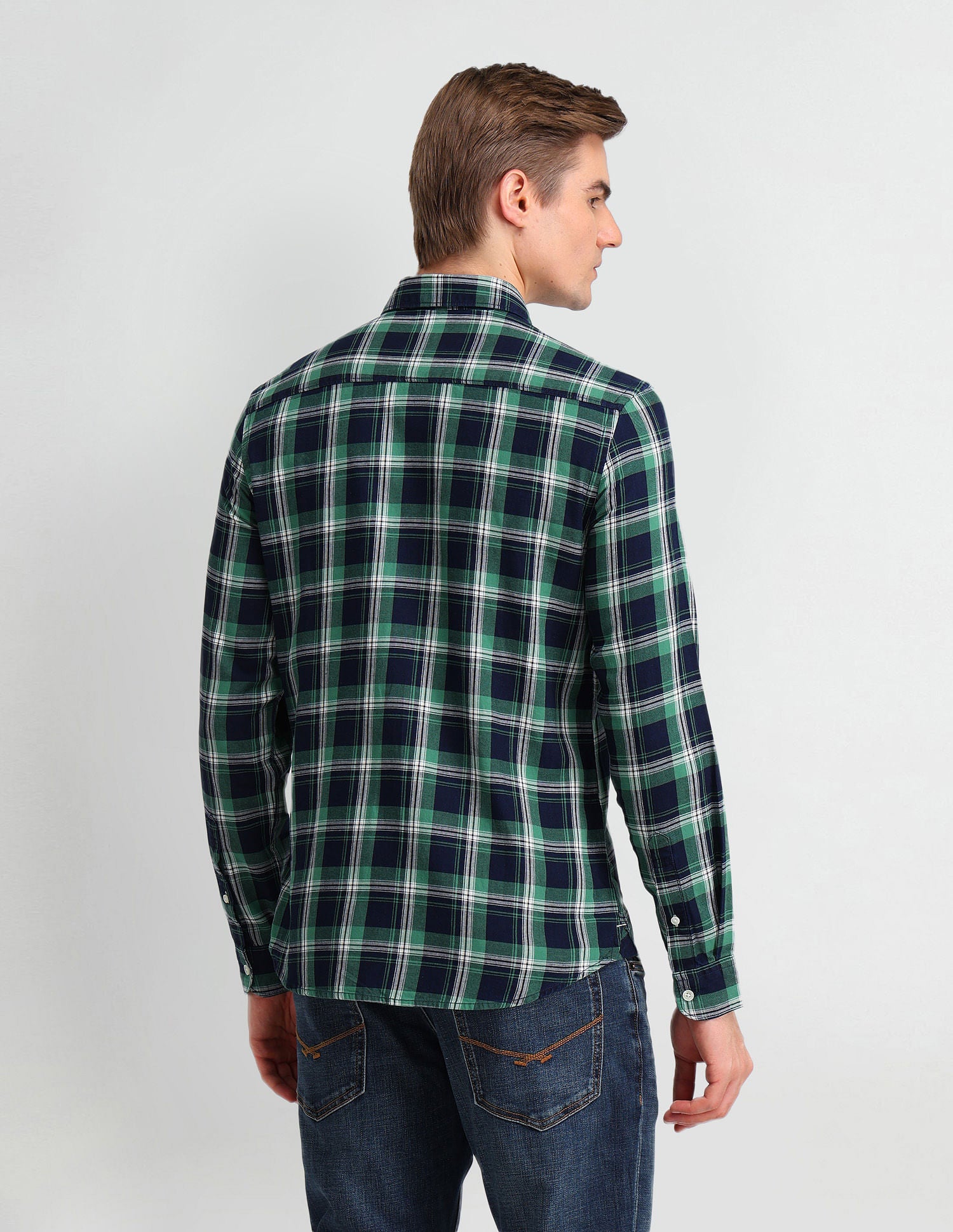 Plaid Checked Slim Fit Shirt Green - U.S. Polo Assn. India | Large