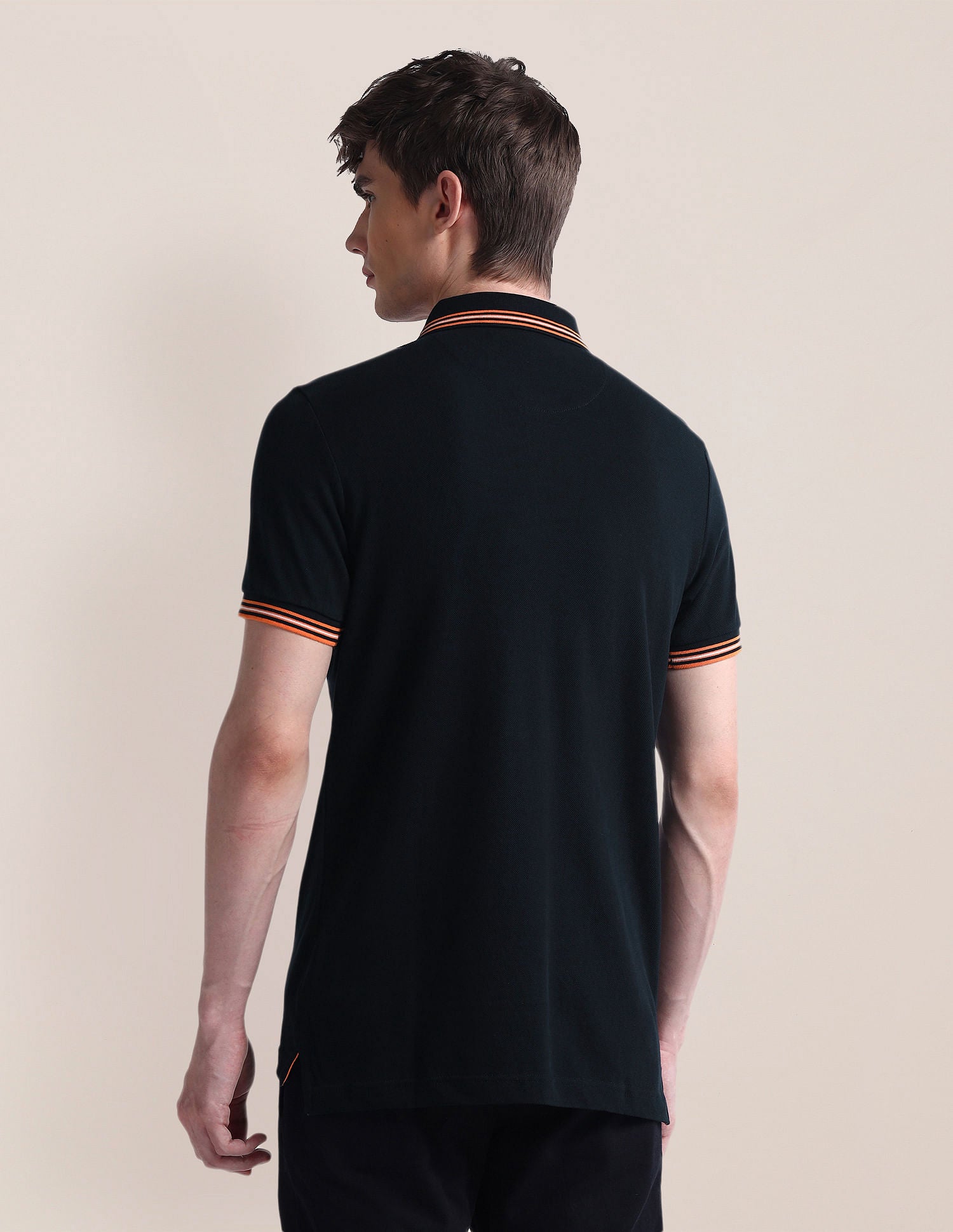 Solid Pure Cotton Polo Shirt Black - U.S. POLO ASSN. | Large