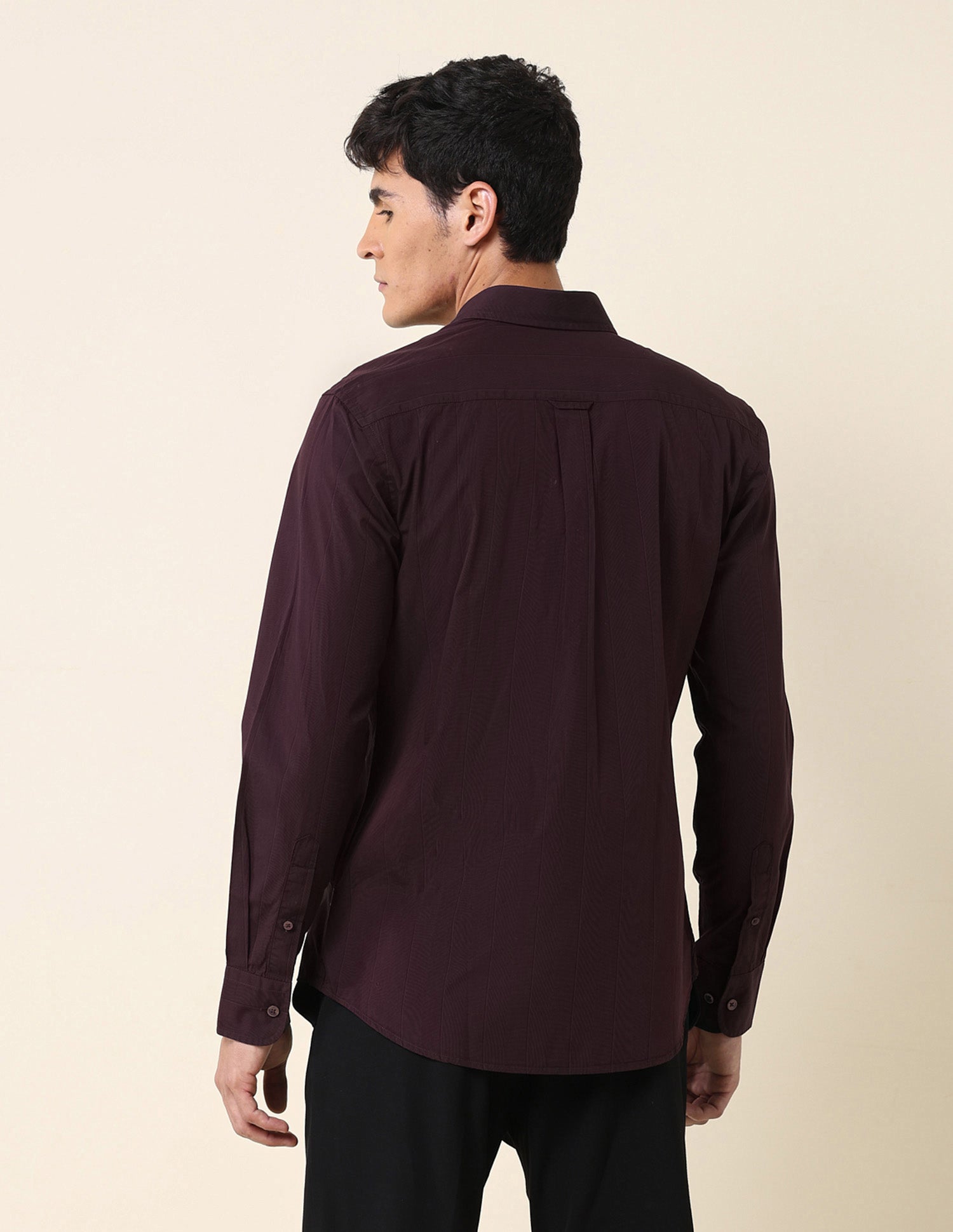 Tailored Fit Vertical Striped Shirt Wine - U.S. Polo Assn. India | Large