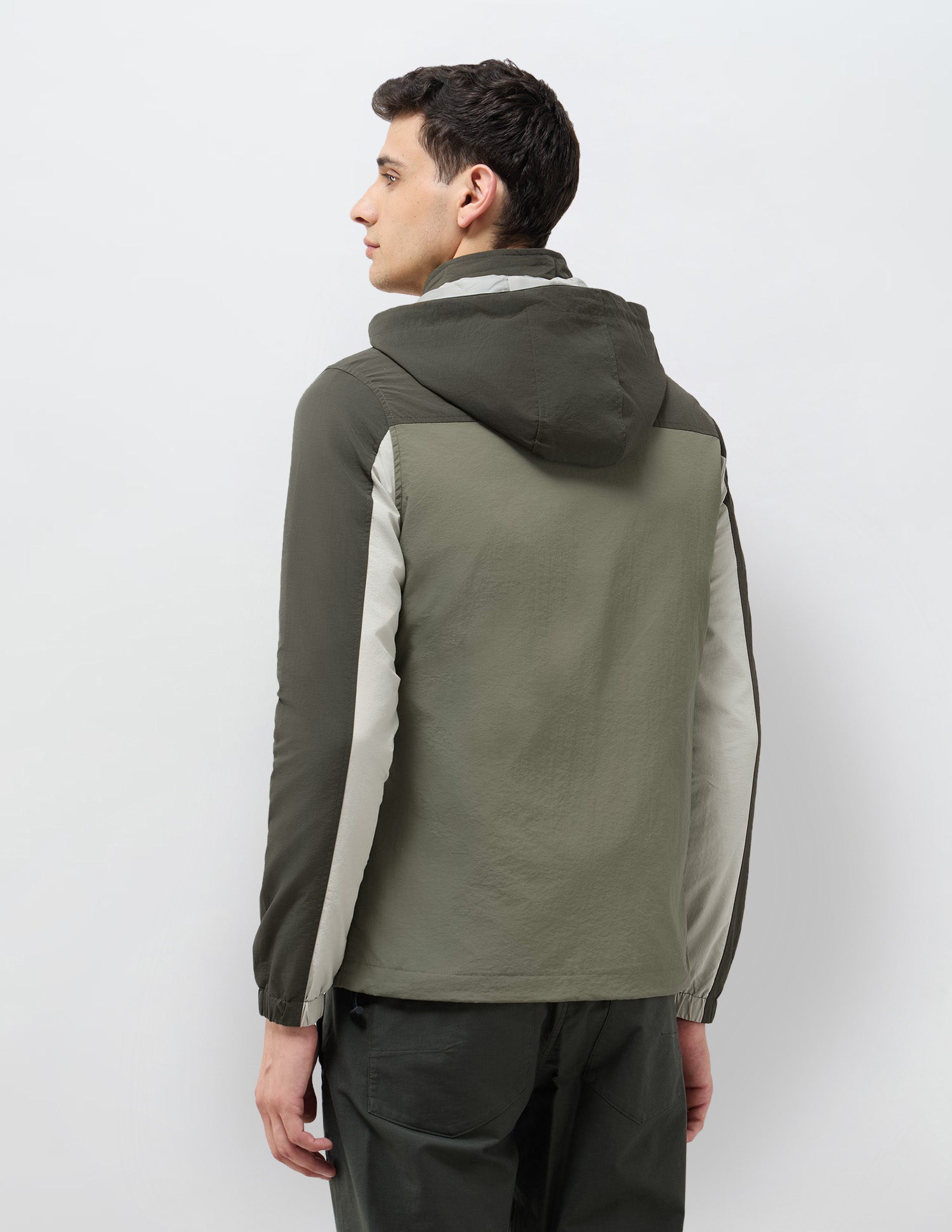 Colour Blocked Detachable Hood Jacket Ecru - U.S. POLO ASSN. | Large