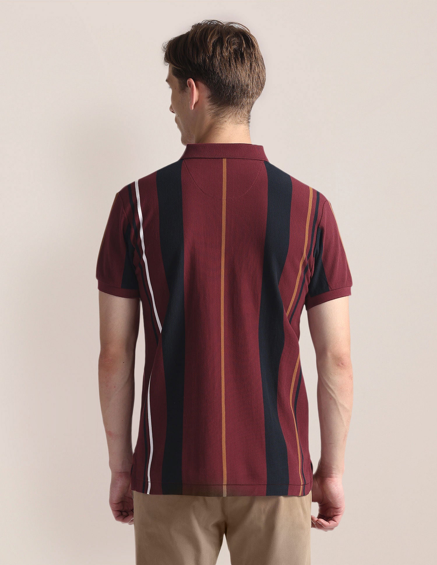 Vertical Stripe Slim Polo Shirt Red - U.S. POLO ASSN. | Large