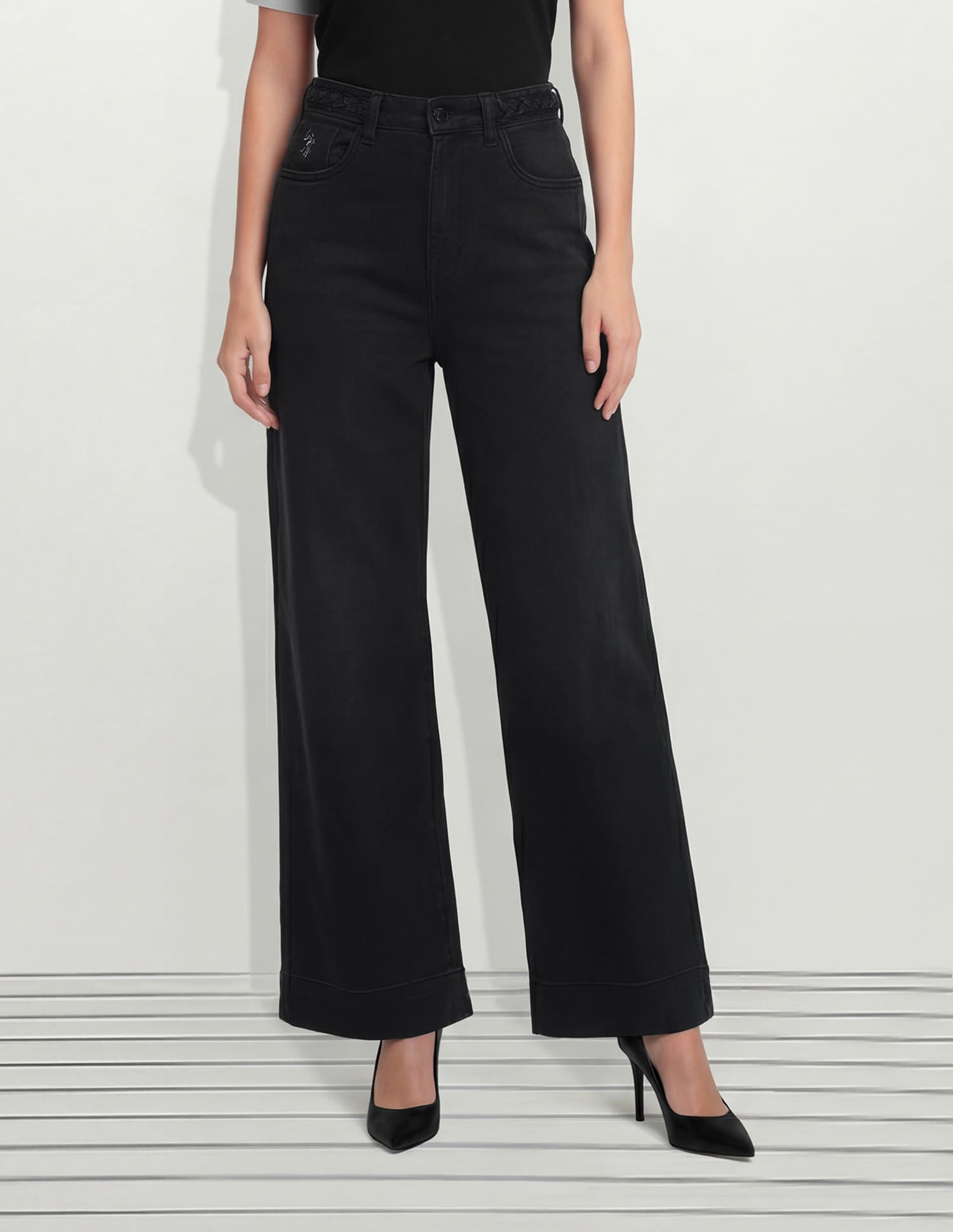 High Rise Wide Leg Fit Jeans Grey - U.S. Polo Assn. India | Large